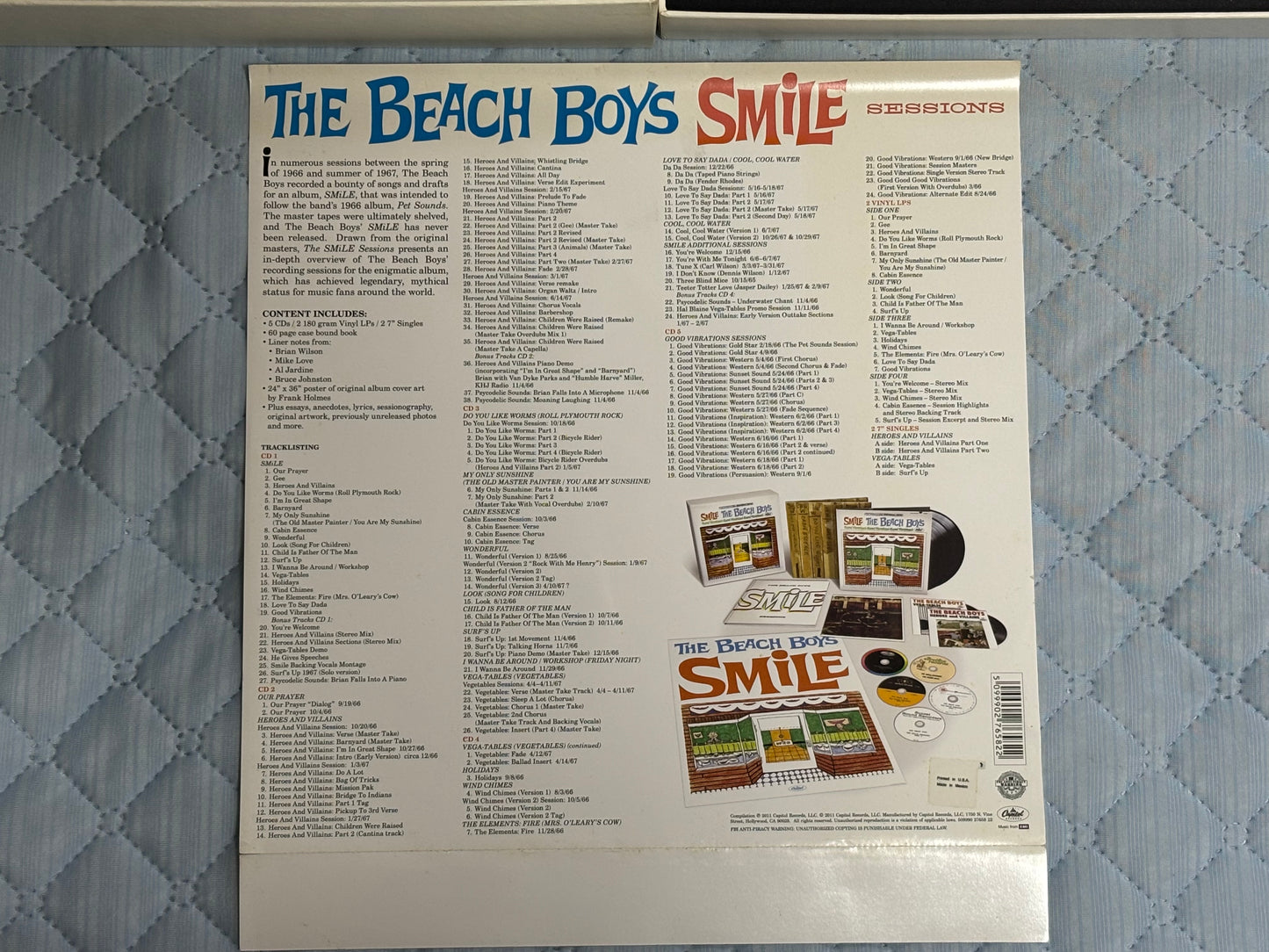 The Beach Boys Smile Sessions Collector's Box Set 2 Vinyl LP + 5 CD + 2 EP + T-shirt Capitol