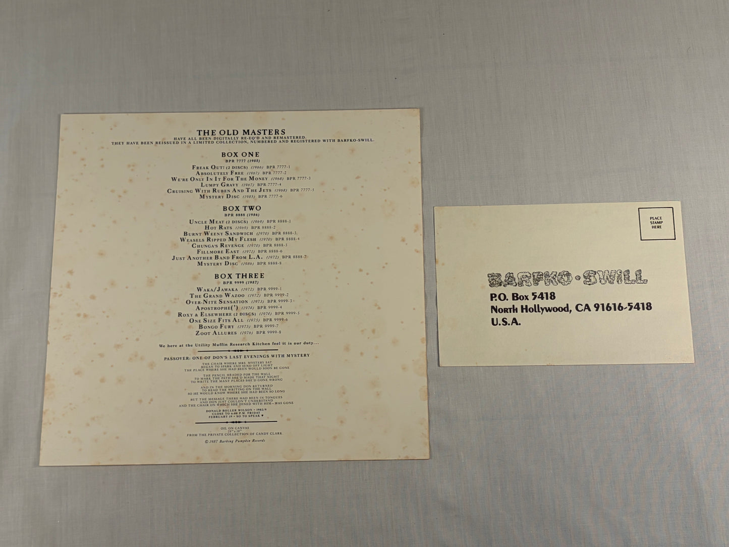 Frank Zappa Old Masters Box Three 8 Title 9 LP Vinyl Box Set 1987 Roxy Zoot Apostrophe