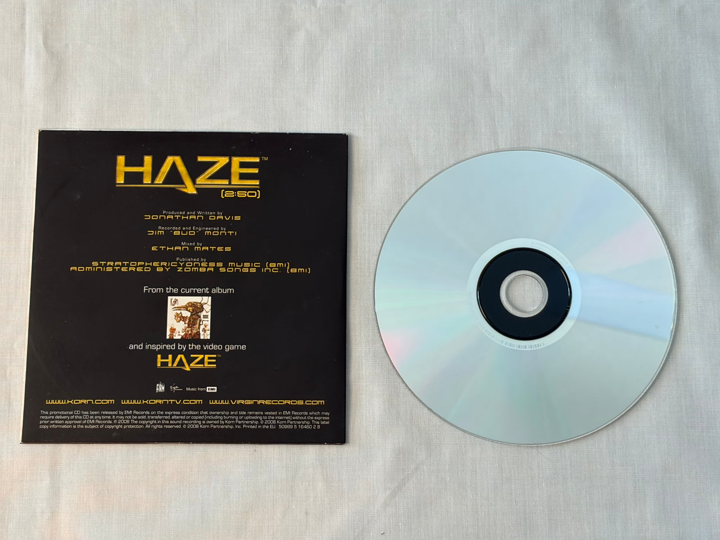 Korn Haze 2008 Promo CD Single Virgin EMI Video Game Song Official Promotional Release
