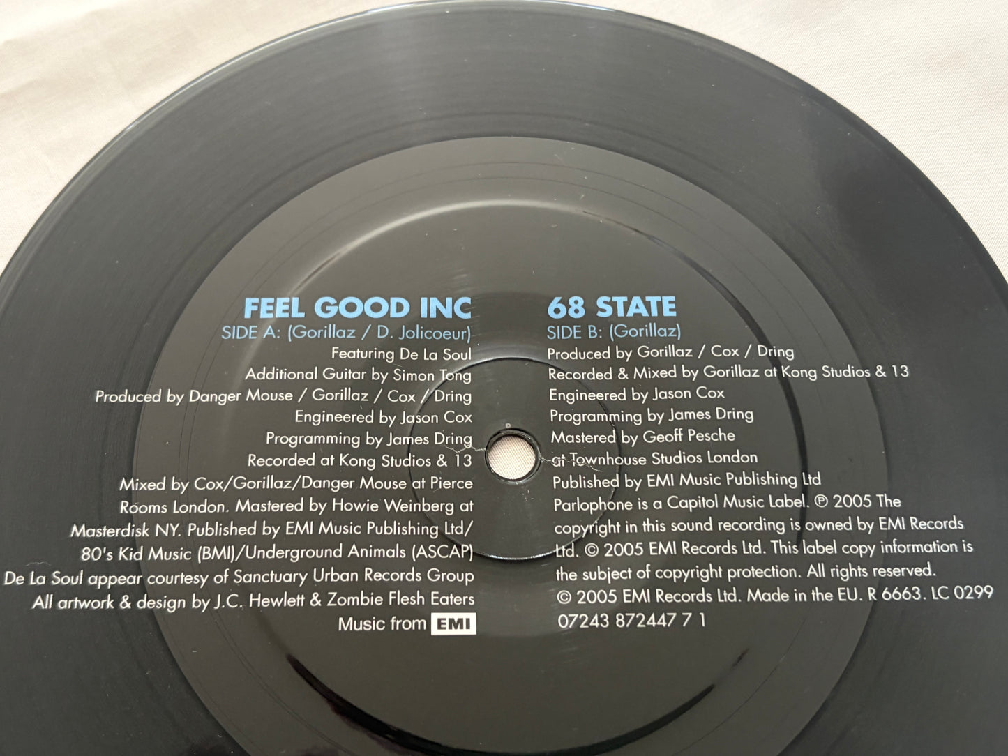 Gorillaz Feel Good Inc 7 Inch Picture Disc Vinyl 2005 Parlophone R6663 Single