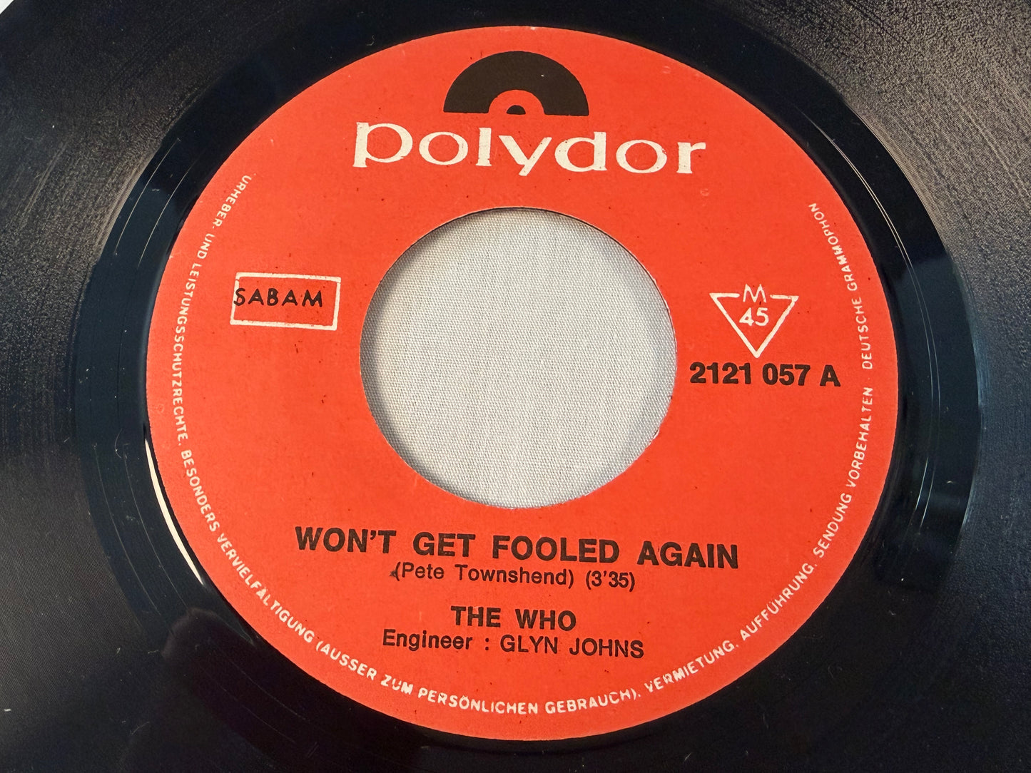 The Who Wont Get Fooled Again Dont Know Myself 7" Vinyl Belgium 1971 Polydor Original Picture Sleeve