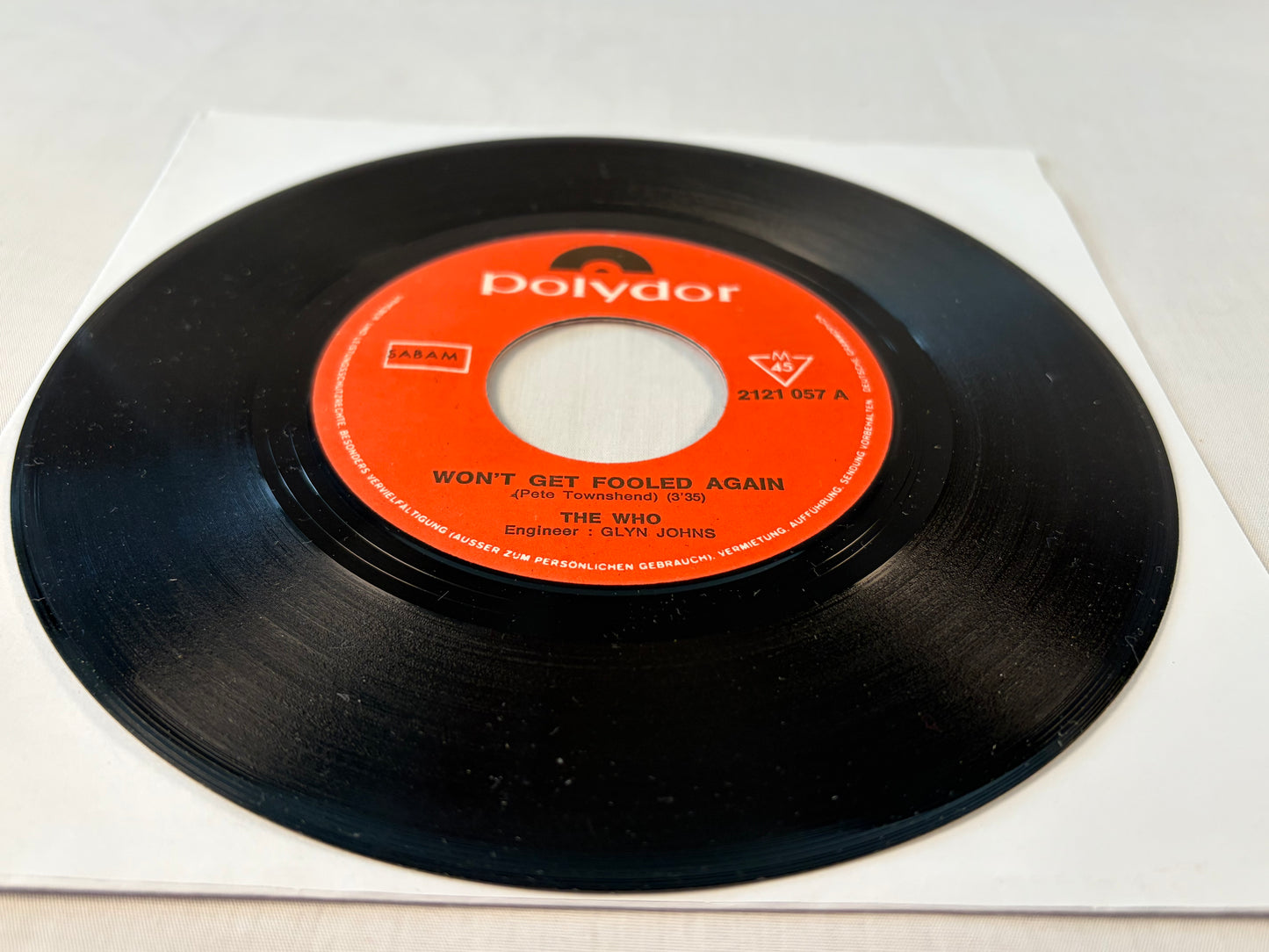 The Who Wont Get Fooled Again Dont Know Myself 7" Vinyl Belgium 1971 Polydor Original Picture Sleeve