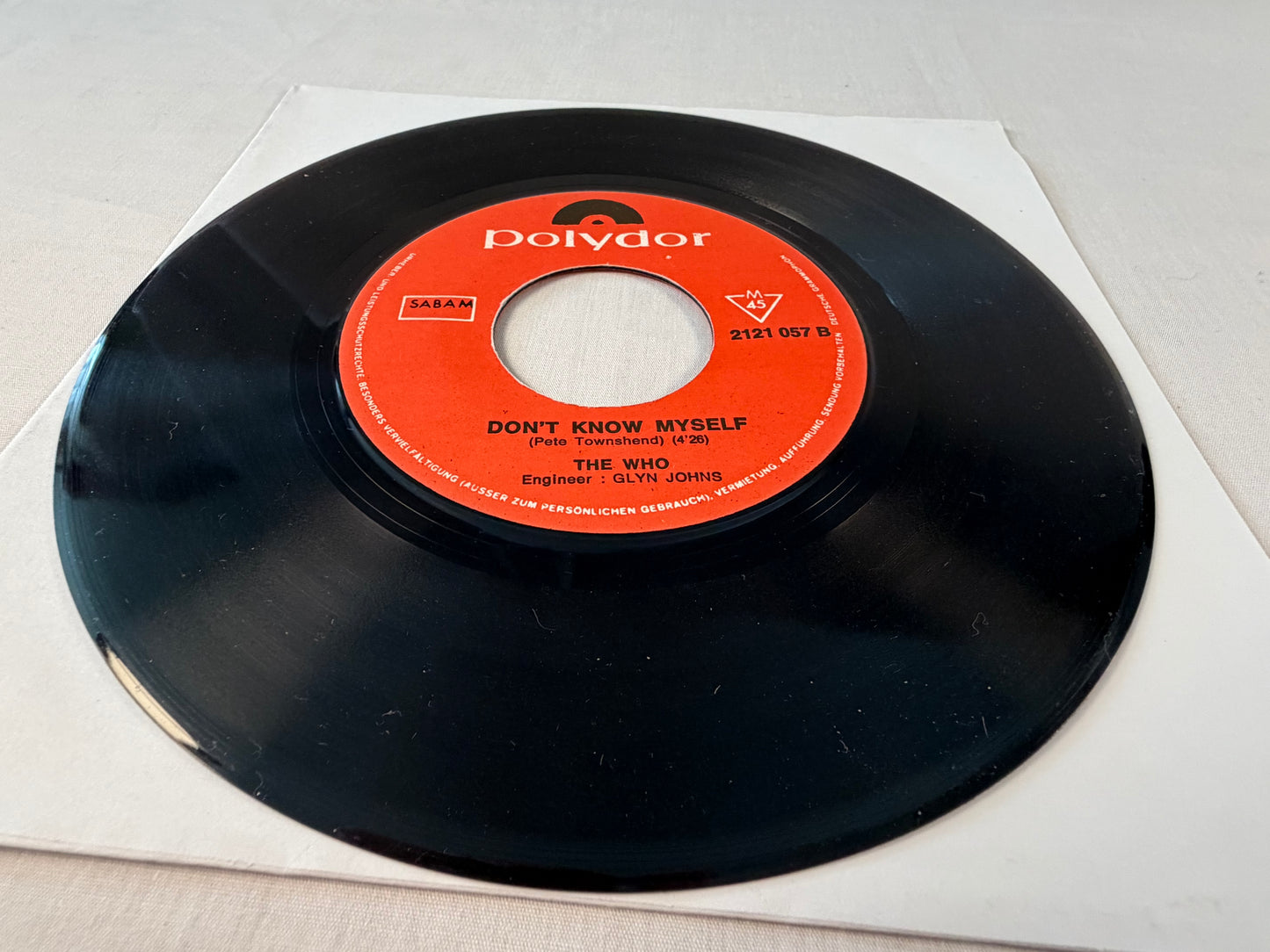 The Who Wont Get Fooled Again Dont Know Myself 7" Vinyl Belgium 1971 Polydor Original Picture Sleeve