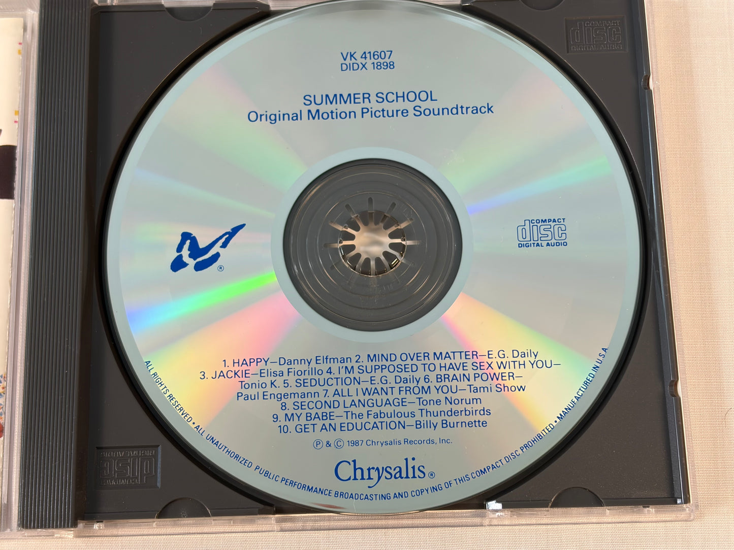 Summer School Original Motion Picture Soundtrack CD 1987 VK 41607 Danny Elfman E.G. Daily