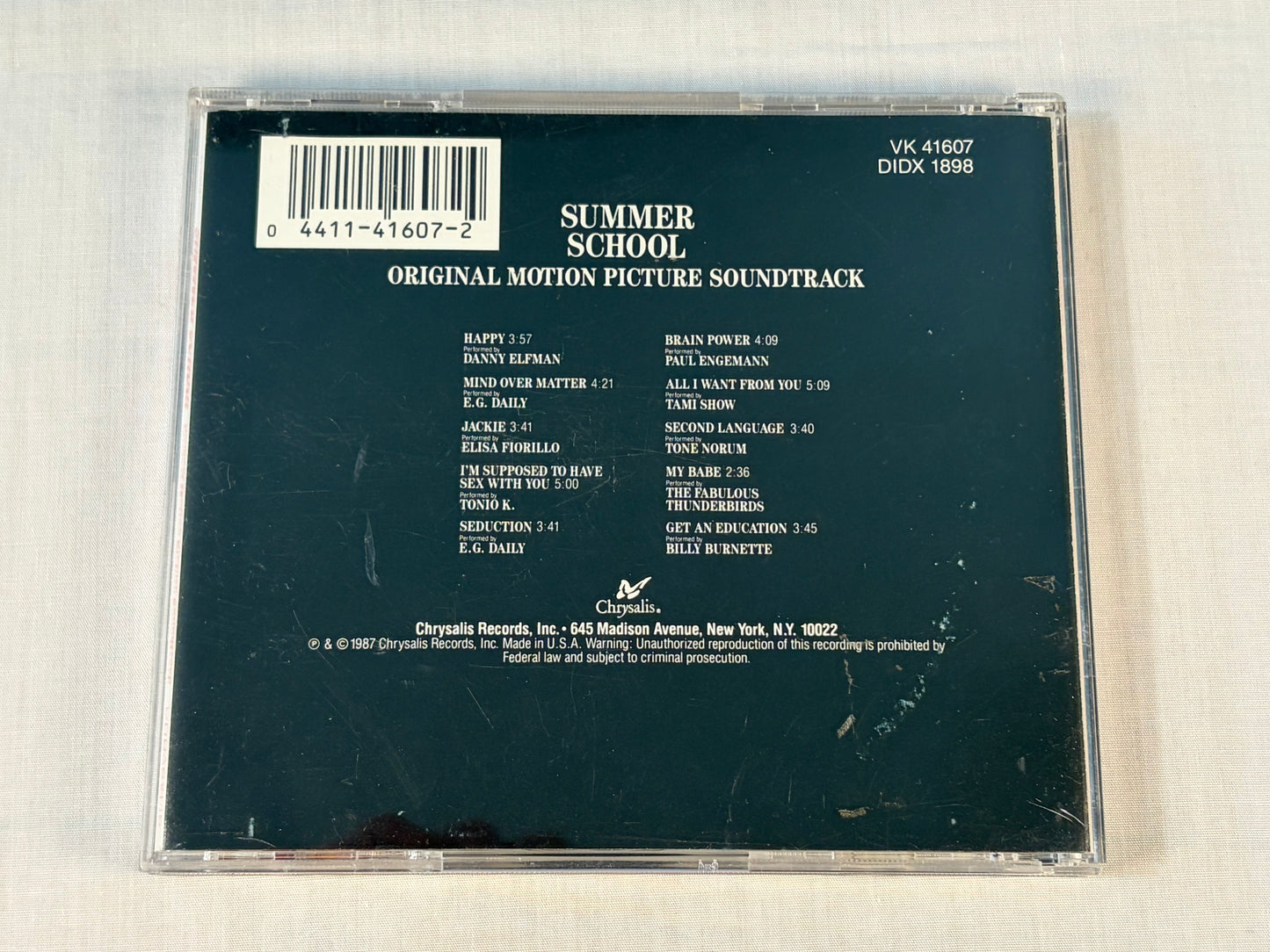 Summer School Original Motion Picture Soundtrack CD 1987 VK 41607 Danny Elfman E.G. Daily
