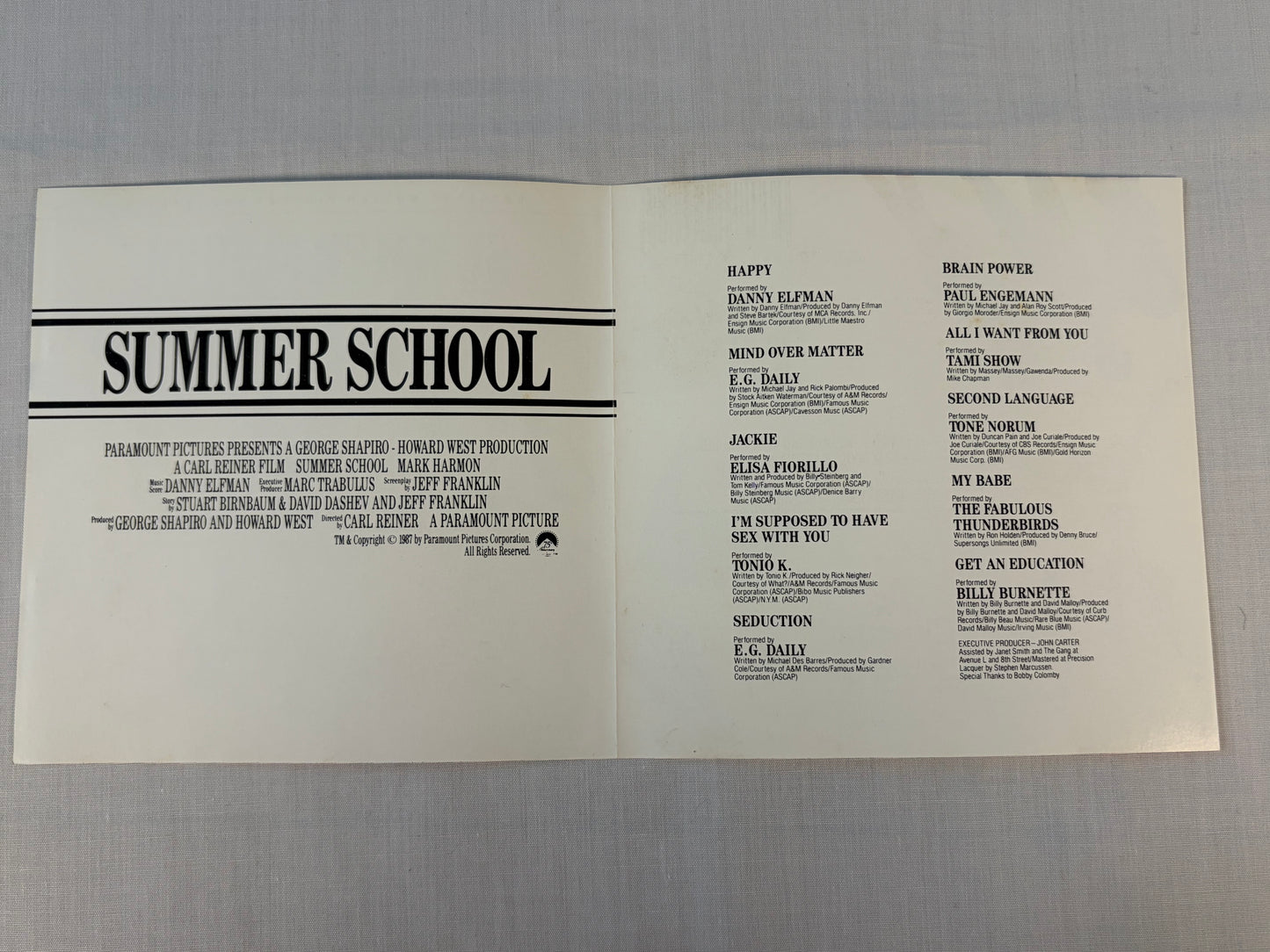 Summer School Original Motion Picture Soundtrack CD 1987 VK 41607 Danny Elfman E.G. Daily