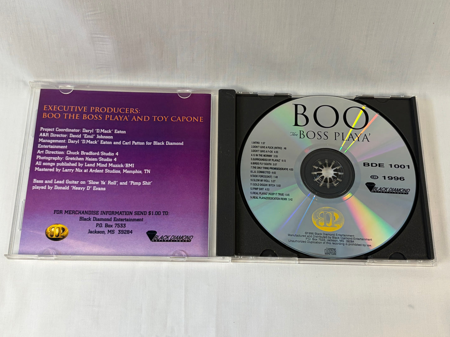 Boo The Boss Player Boss Player 1996 US Original CD BDE 1001 G-Rap Mississippi Black Diamond