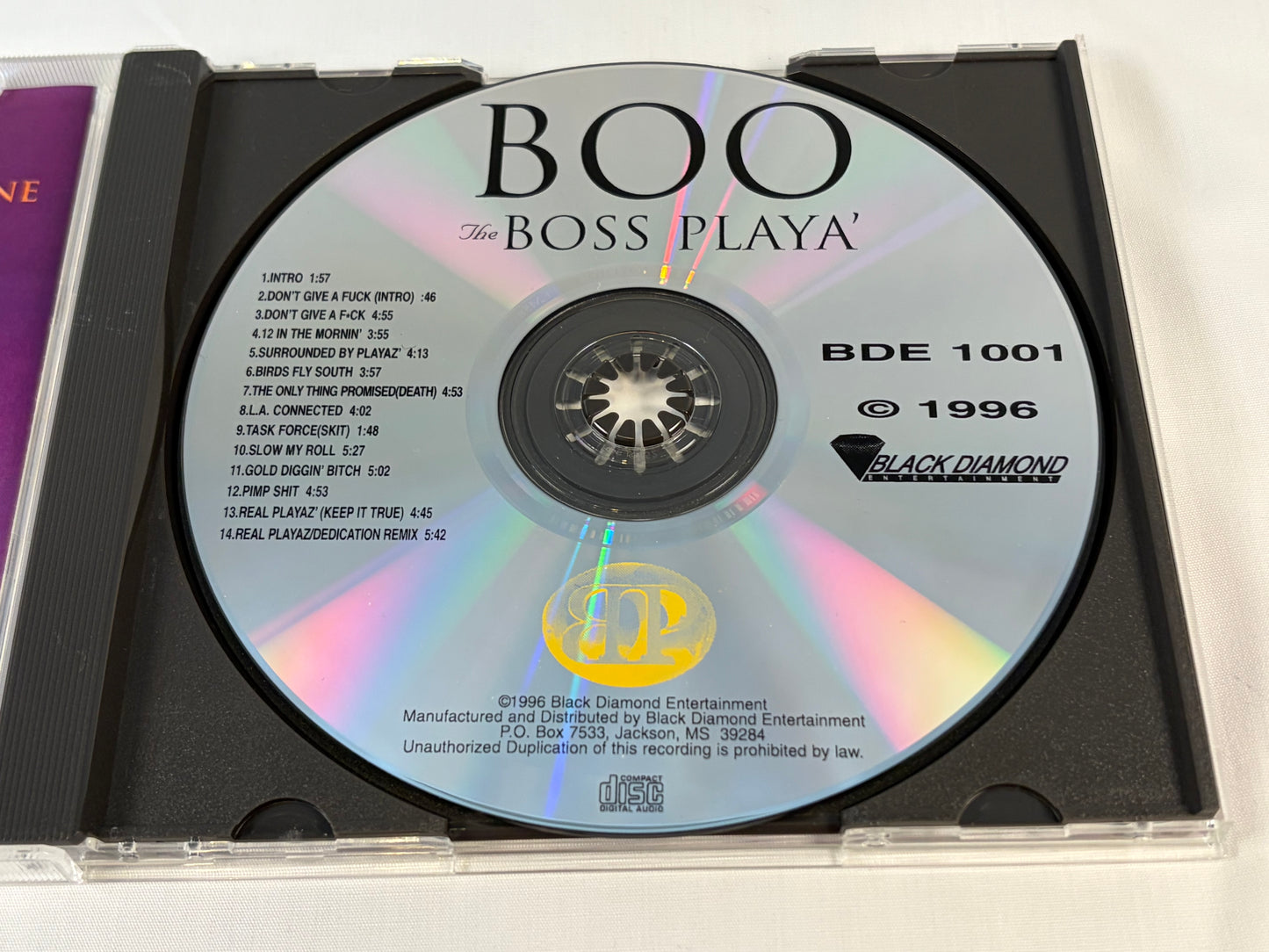 Boo The Boss Player Boss Player 1996 US Original CD BDE 1001 G-Rap Mississippi Black Diamond
