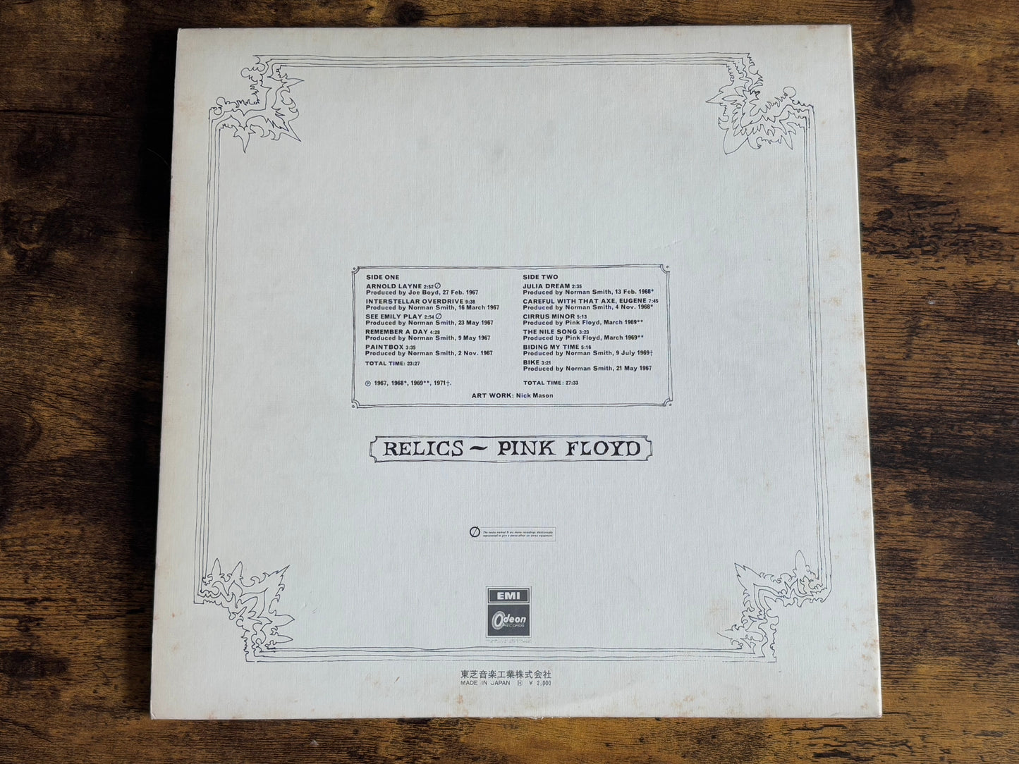 Pink Floyd Relics Vinyl LP Record Red Wax EMI Odeon OP-80261 Japan w/ OBI & Poster