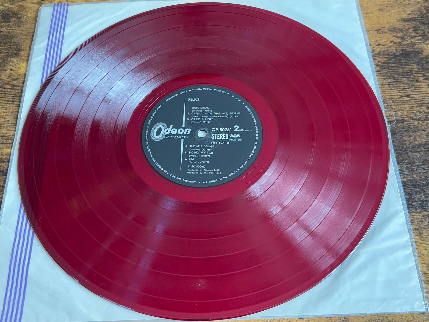 Pink Floyd Relics Vinyl LP Record Red Wax EMI Odeon OP-80261 Japan w/ OBI & Poster