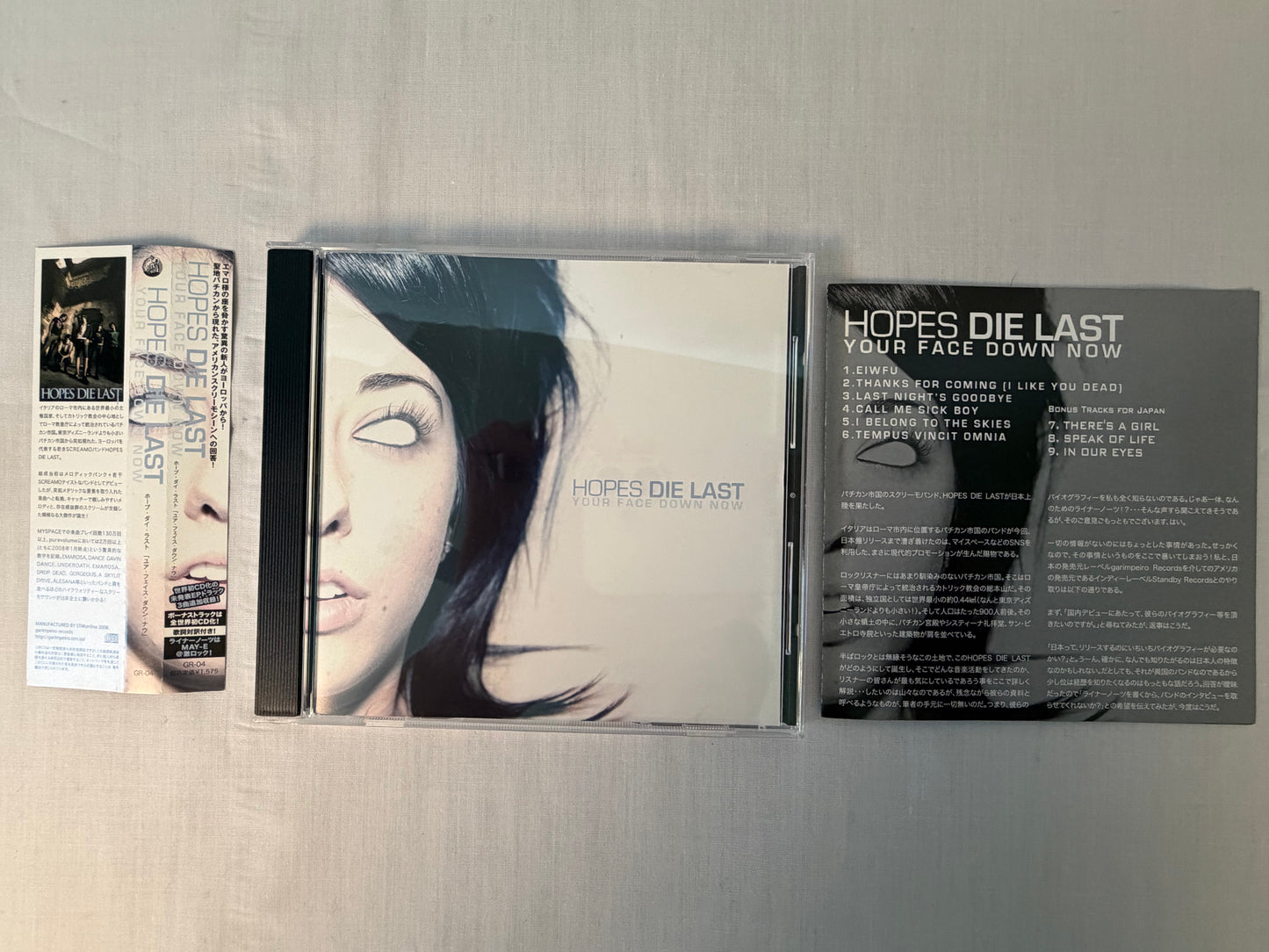 Hopes Die Last Your Face Down Now Japan Edition CD w/ OBI Garimpeiro Records Bonus Tracks