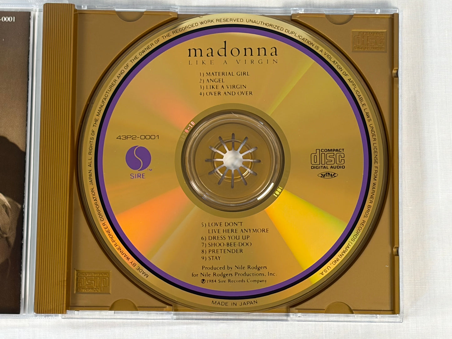 Madonna Like a Virgin 43P2-0001 Japan 24K Gold CD w/ OBI 1988 Sire Original Series First Pressing