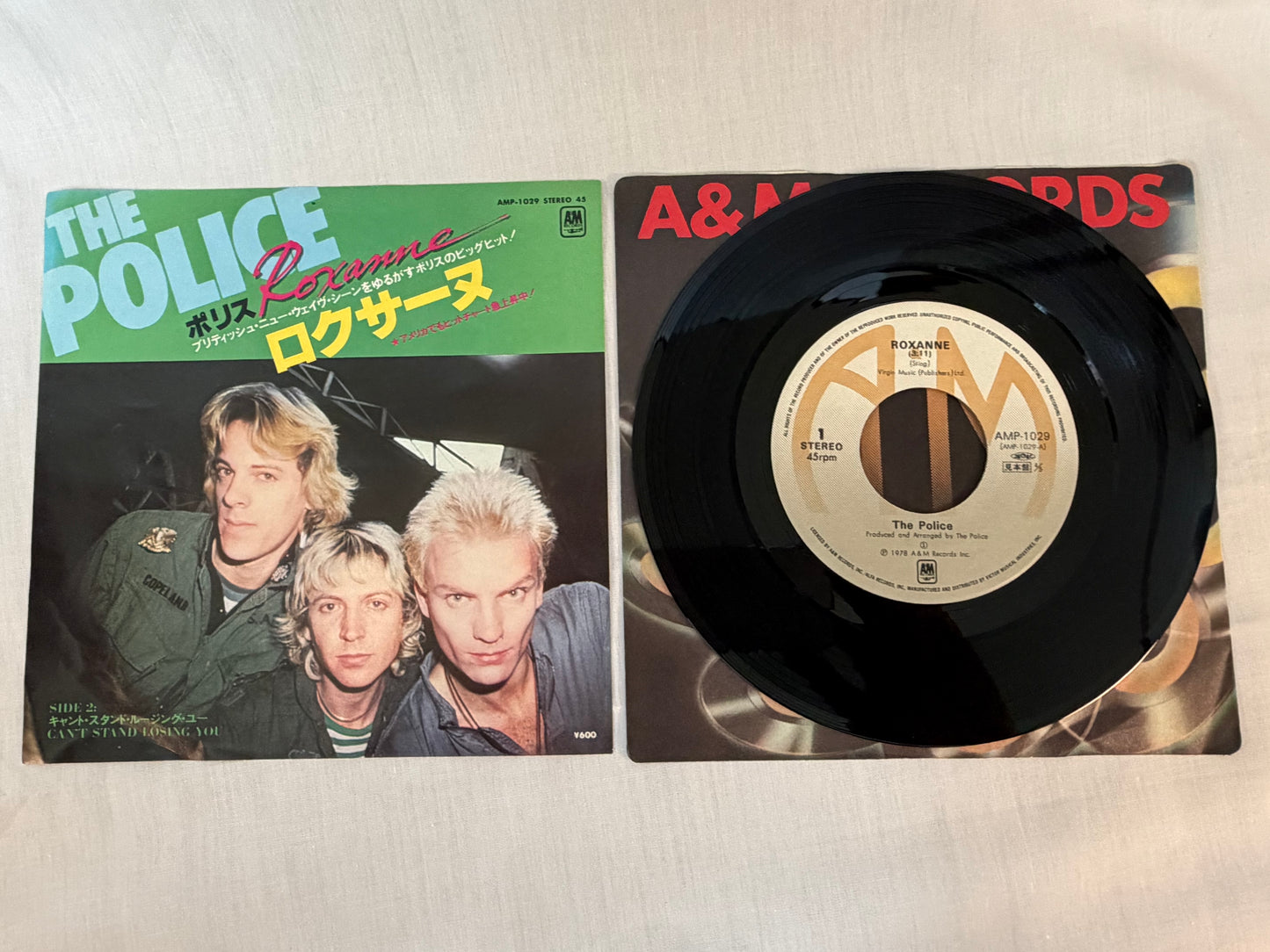 The Police Roxanne Cant Stand Losing You AMP1029 Japan Promo 7" Single Vinyl Original Pressing