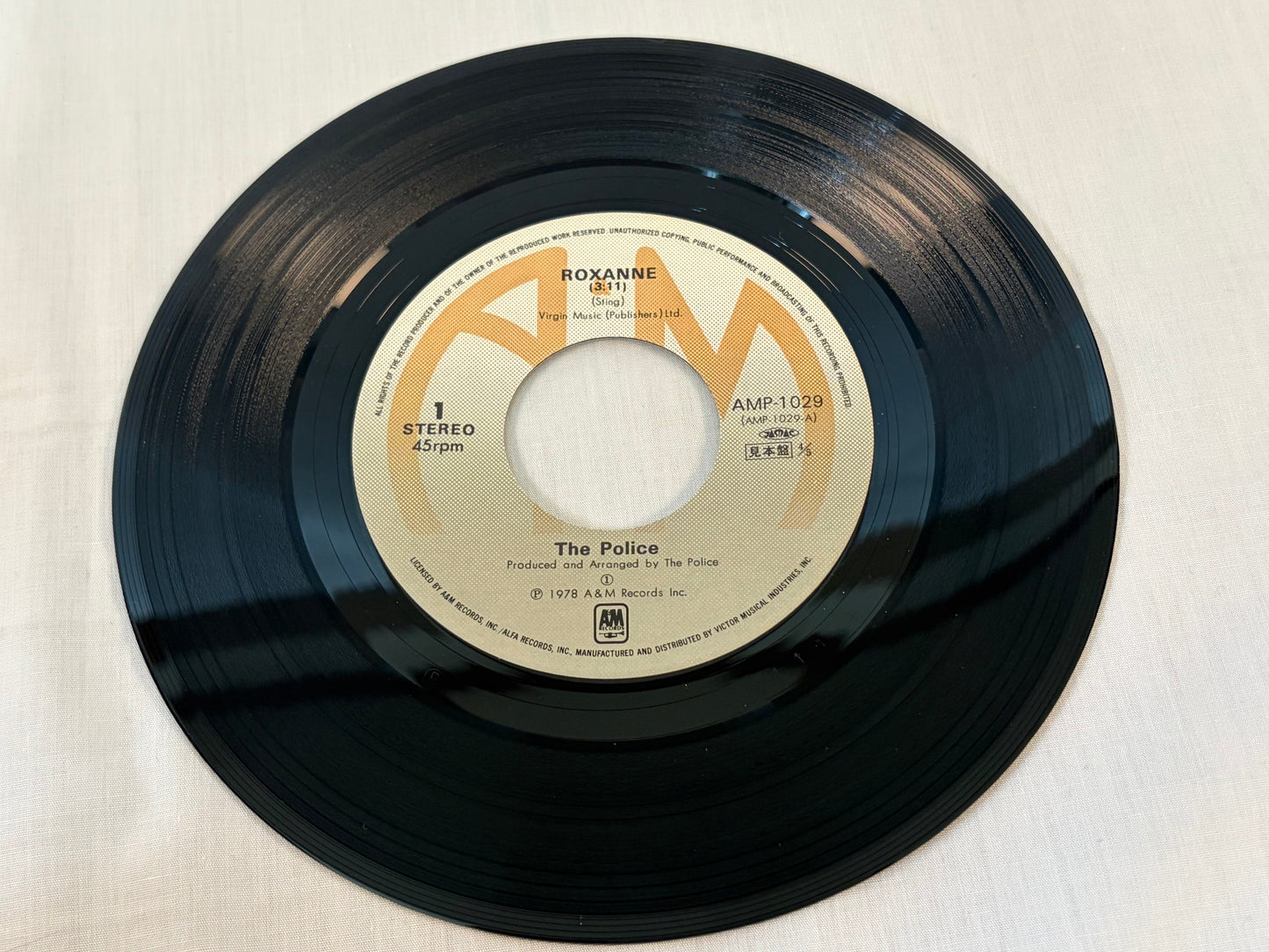 The Police Roxanne Cant Stand Losing You AMP1029 Japan Promo 7" Single Vinyl Original Pressing