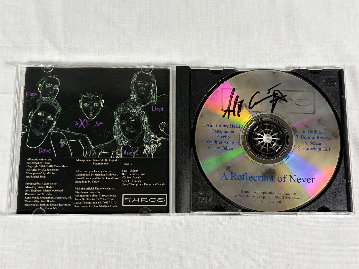 Throe A Reflection Of Never CD 2000 Signed Autograph Alex C Nu Metal Rapcore Florida Independent