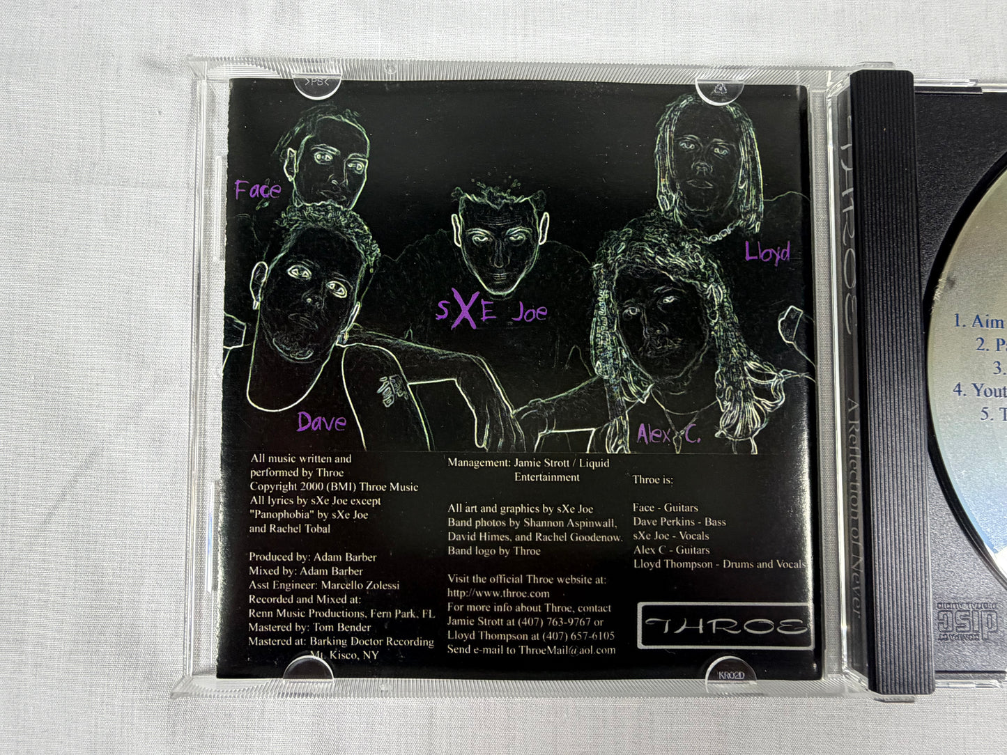 Throe A Reflection Of Never CD 2000 Signed Autograph Alex C Nu Metal Rapcore Florida Independent