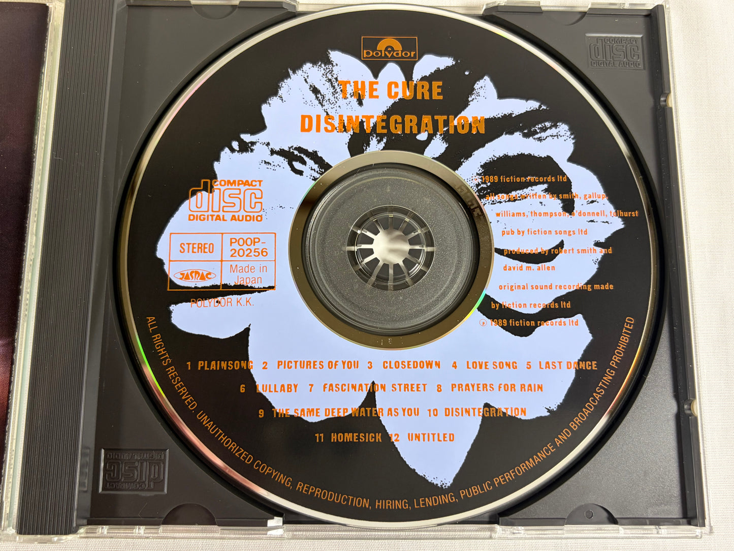 The Cure Disintegration CD 1989 Japan Original 1st Press Polydor POOP 20256 w/ OBI