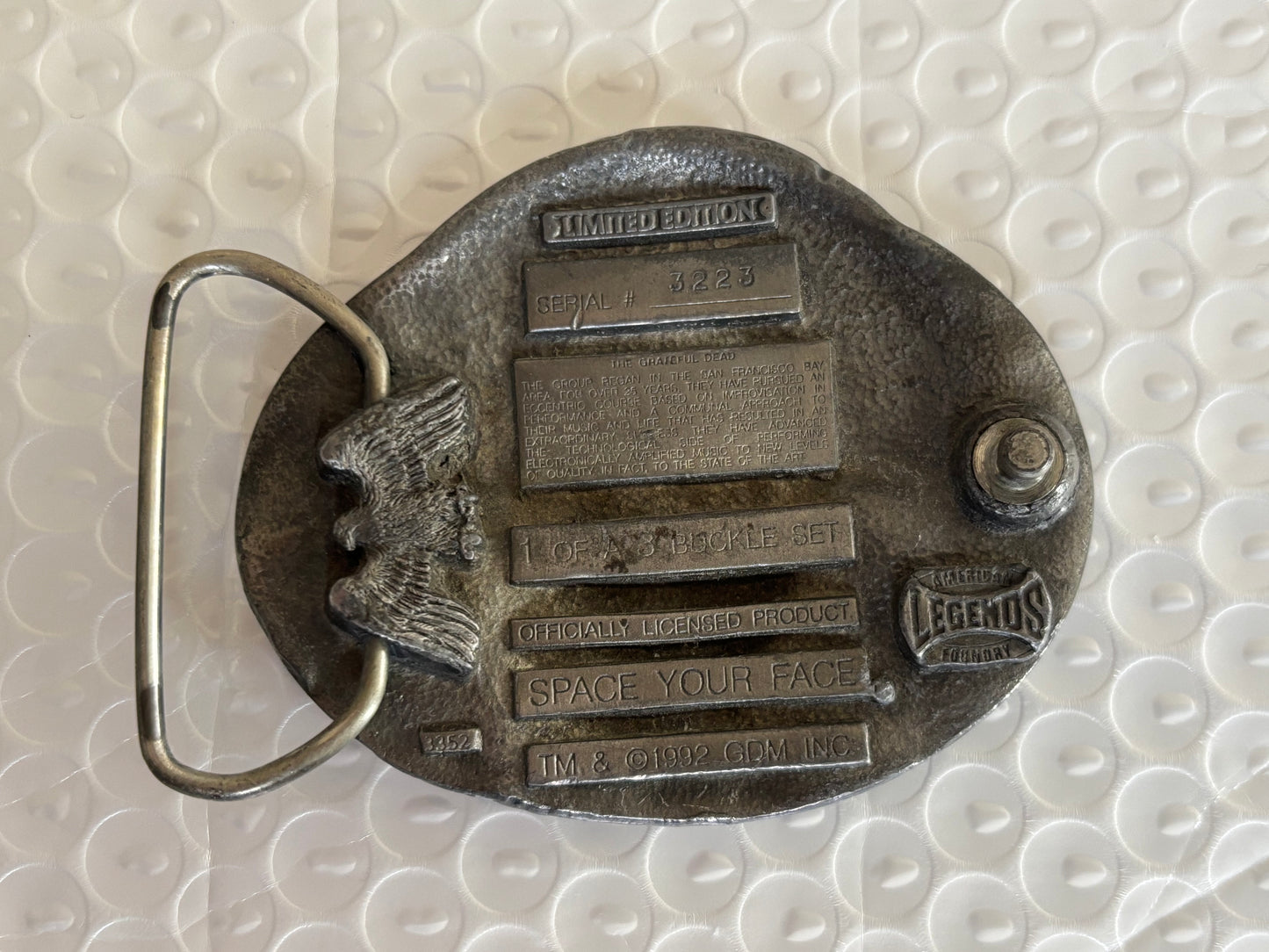 Grateful Dead Belt Buckle Space Your Face 1992 Limited Edition GDM 1992