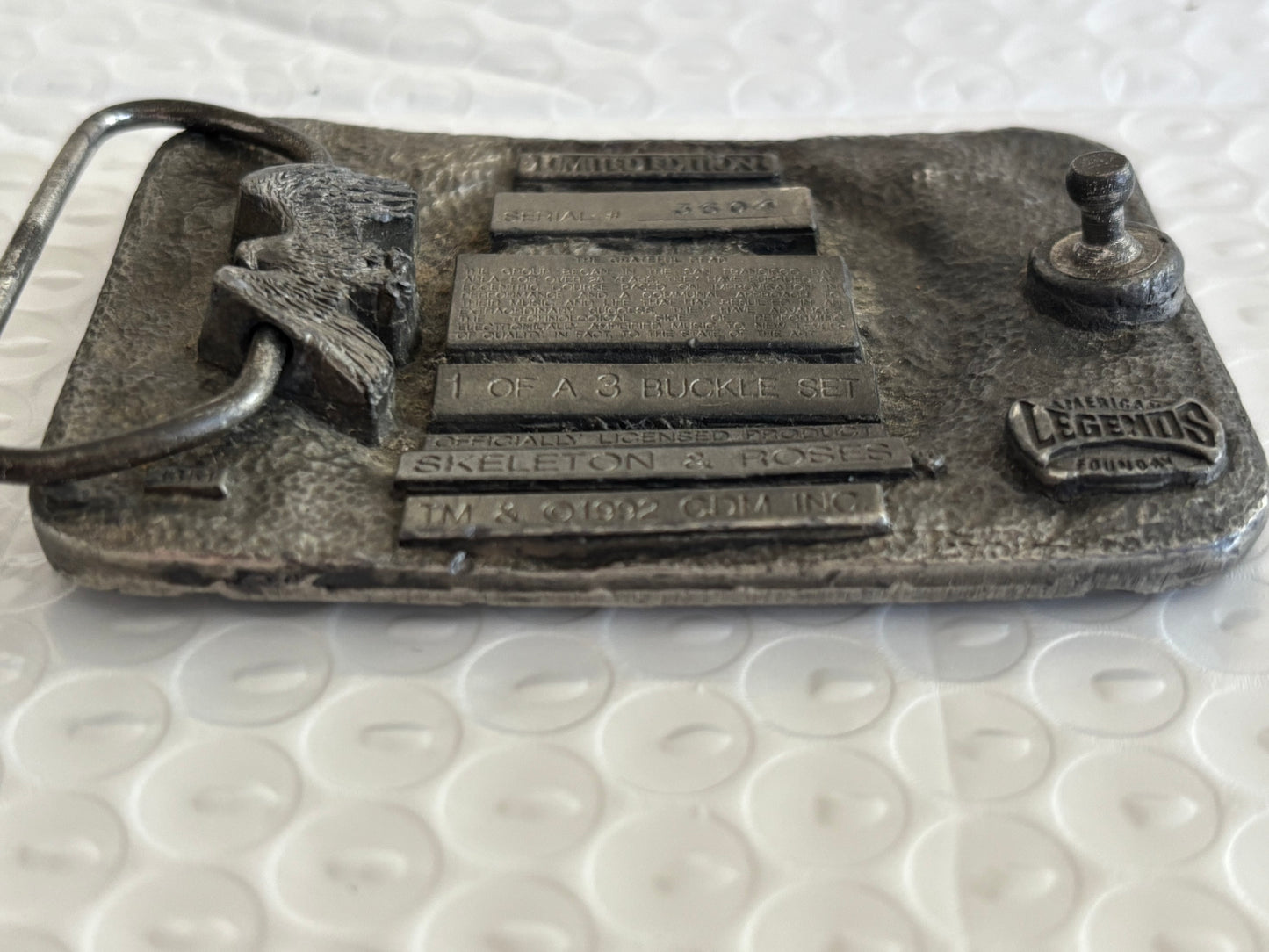 Grateful Dead Belt Buckle Skeleton & Roses Limited Edition GDM 1992 Vintage