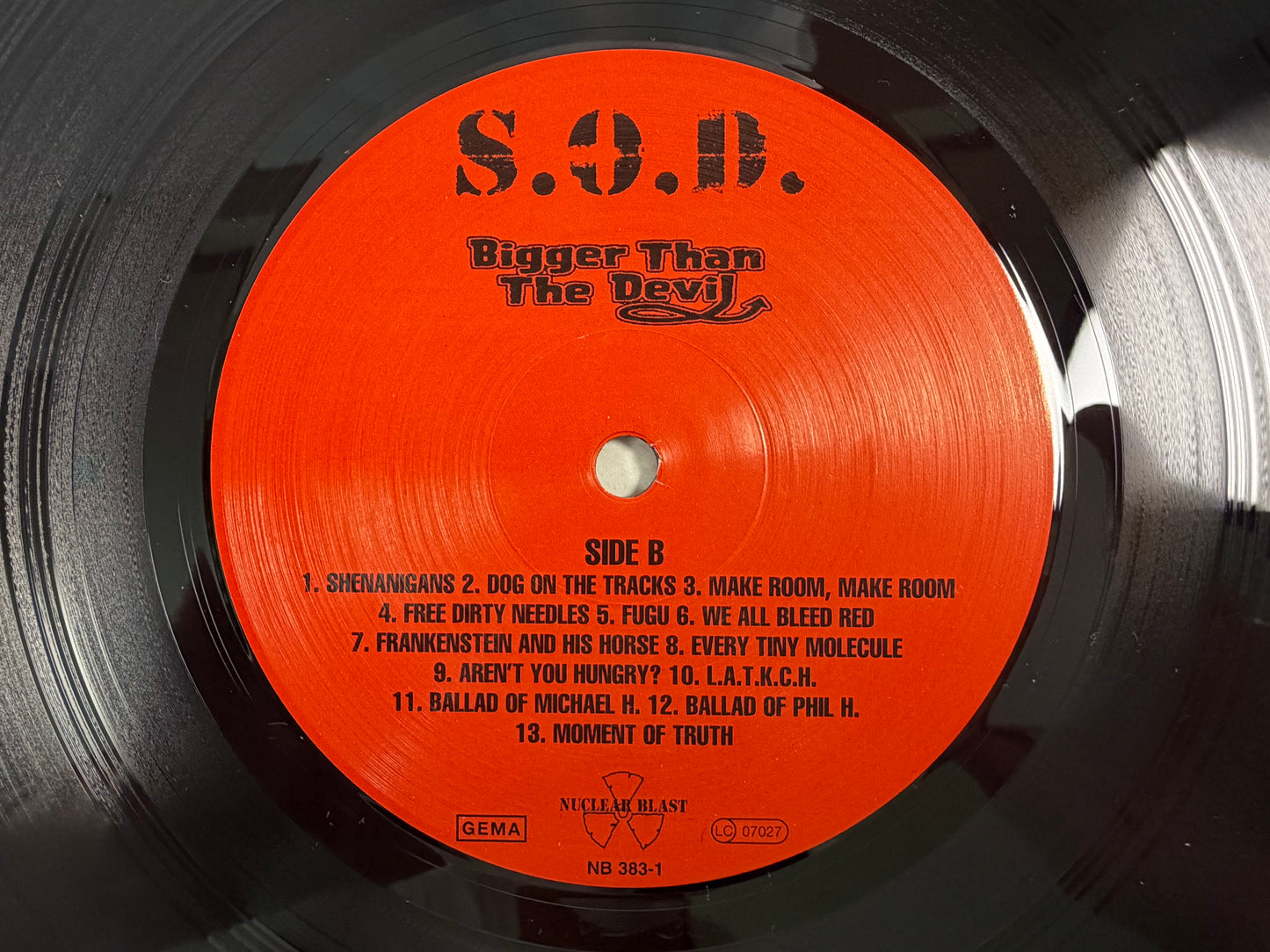 S.O.D. Stormtroopers Of Death Bigger Than The Devil 1999 Germany Original Vinyl LP Nuclear Blast