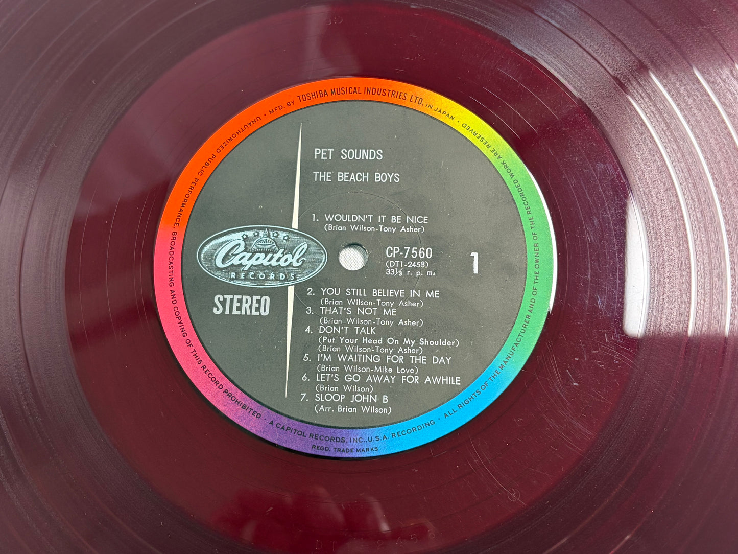 The Beach Boys Pet Sounds Japan Red Vinyl LP 1966 Capitol Records Toshiba Ever Clean 1st Press