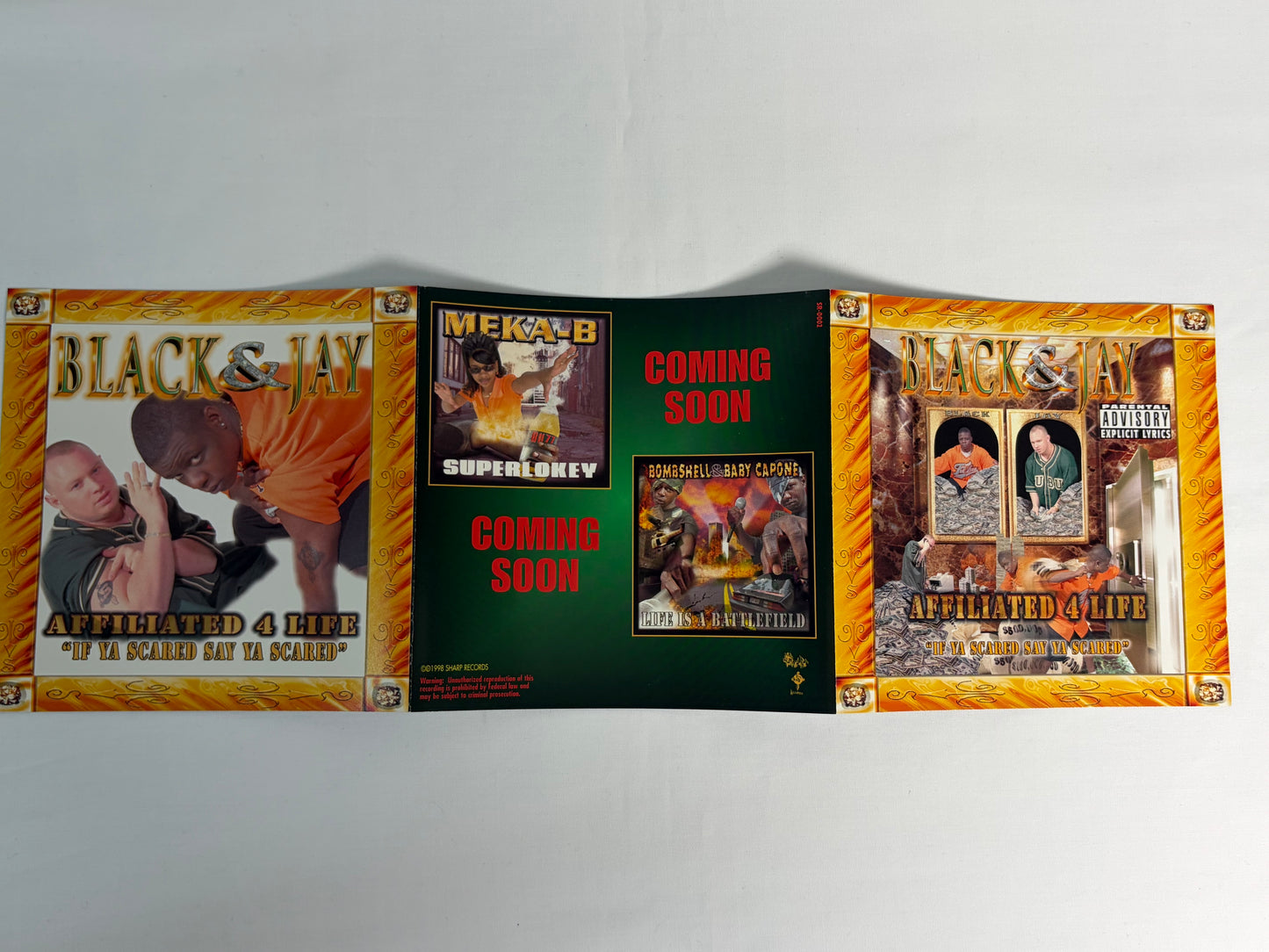Black & Jay Affiliated 4 Life If Ya Scared Say Ya Scared CD 1998 Sharp Records OG Press Gangsta Rap