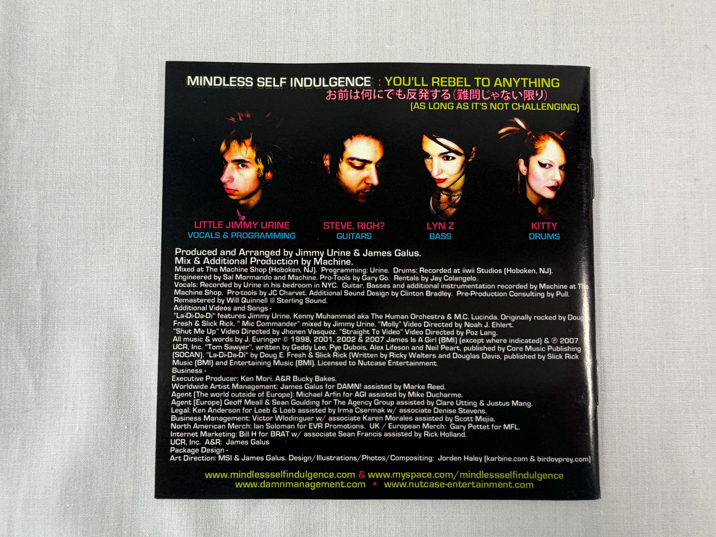 Mindless Self Indulgence You'll Rebel To Anything Japan CD w/ OBI 2007 Bonus Track Enhanced