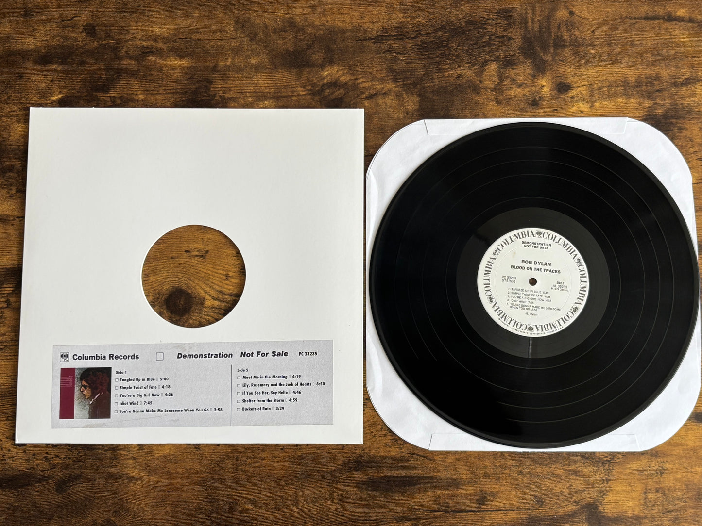 Bob Dylan Blood on the Tracks White Label Promo Timing Strip US 1974 LP Vinyl