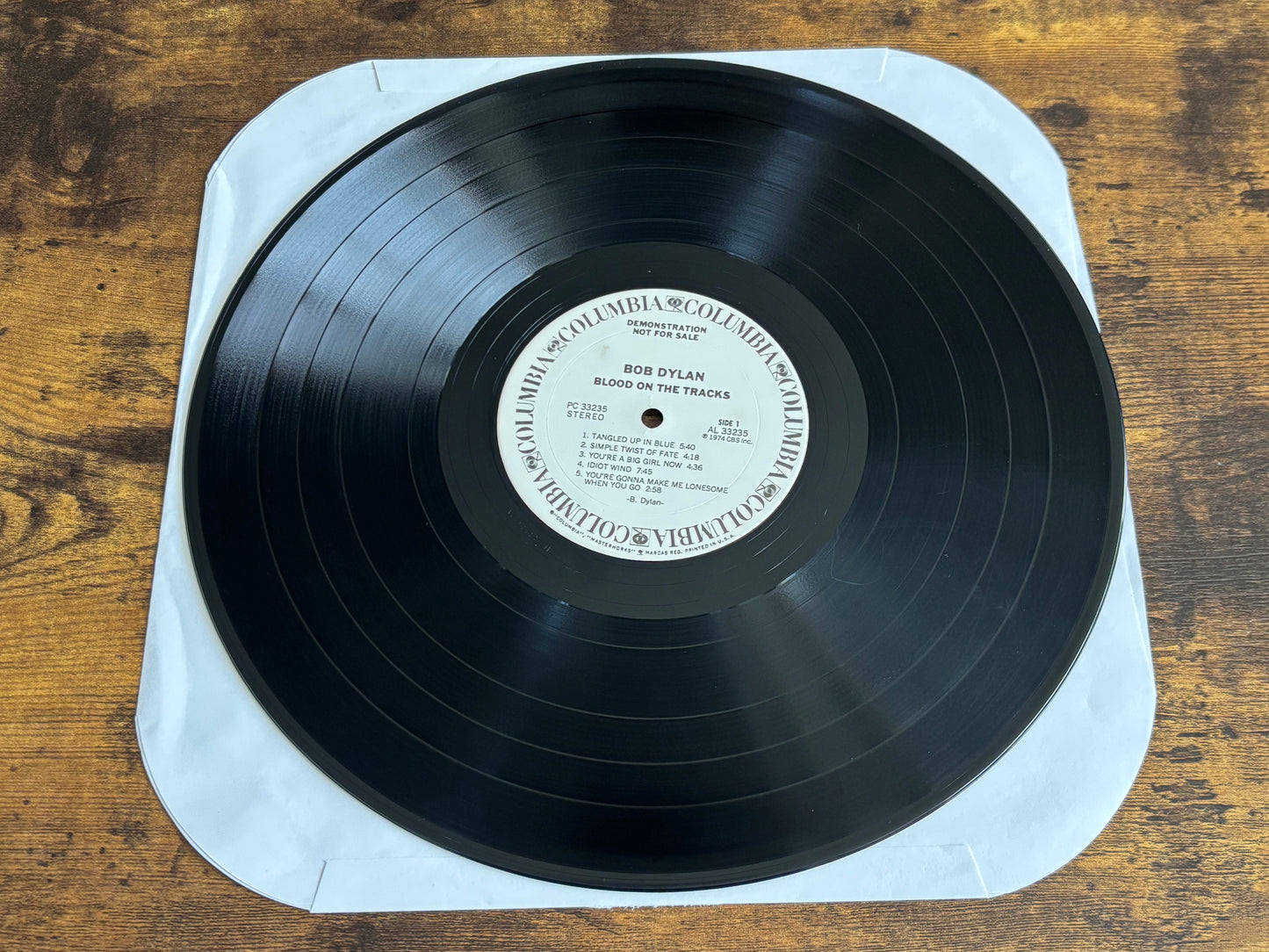 Bob Dylan Blood on the Tracks White Label Promo Timing Strip US 1974 LP Vinyl