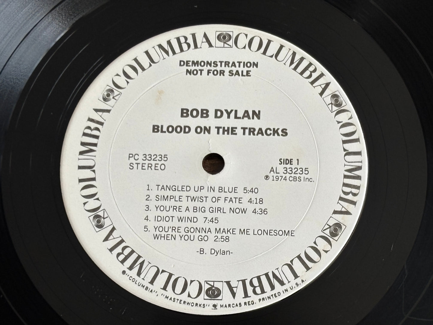 Bob Dylan Blood on the Tracks White Label Promo Timing Strip US 1974 LP Vinyl