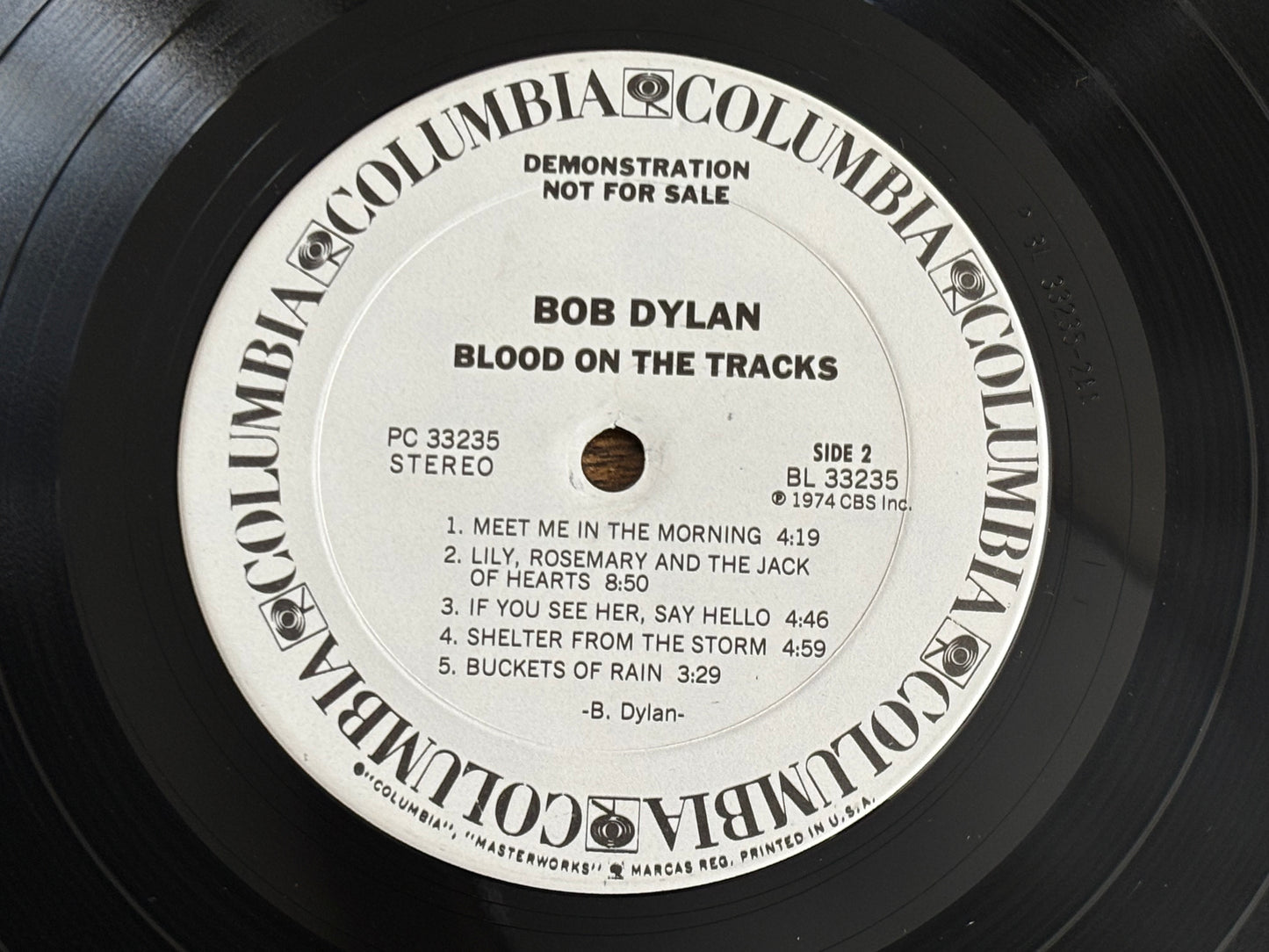 Bob Dylan Blood on the Tracks White Label Promo Timing Strip US 1974 LP Vinyl