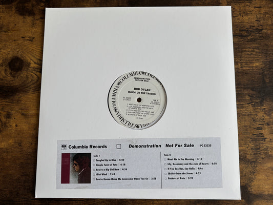 Bob Dylan Blood on the Tracks White Label Promo Timing Strip US 1974 LP Vinyl