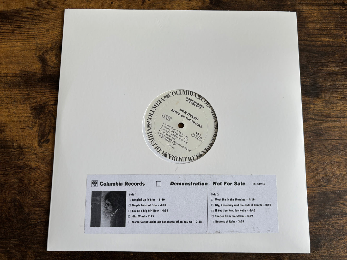 Bob Dylan Blood on the Tracks White Label Promo Timing Strip US 1974 LP Vinyl