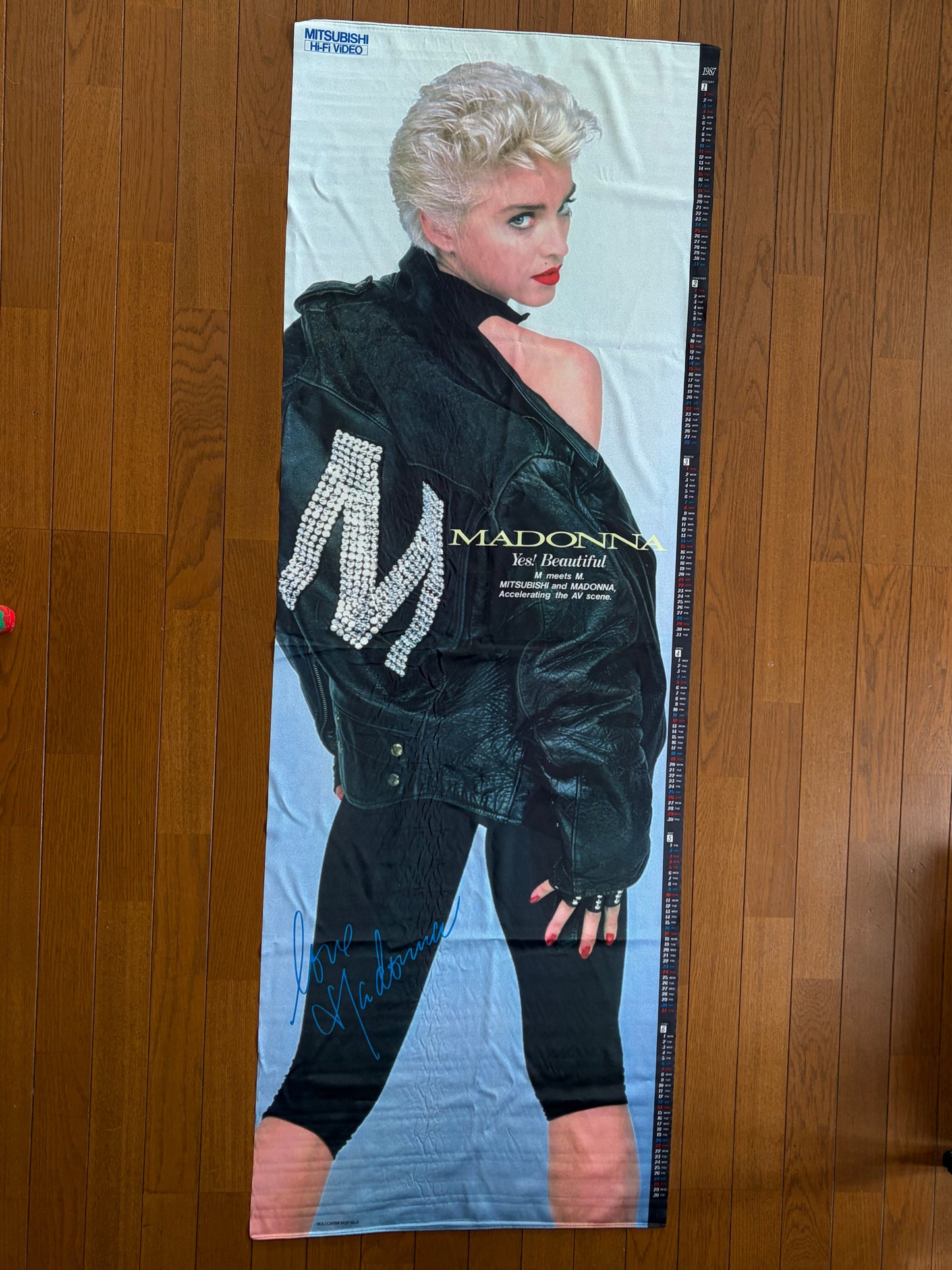 Madonna 1987 Mitsubishi Hi-Fi VIDEO Cloth Calendar Tapestry Promo Vintage Memorabilia
