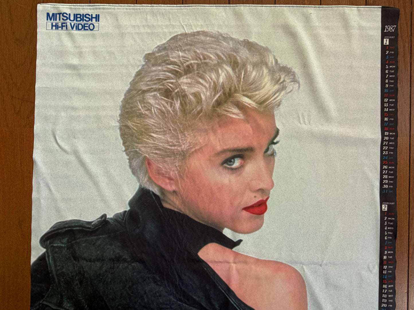 Madonna 1987 Mitsubishi Hi-Fi VIDEO Cloth Calendar Tapestry Promo Vintage Memorabilia