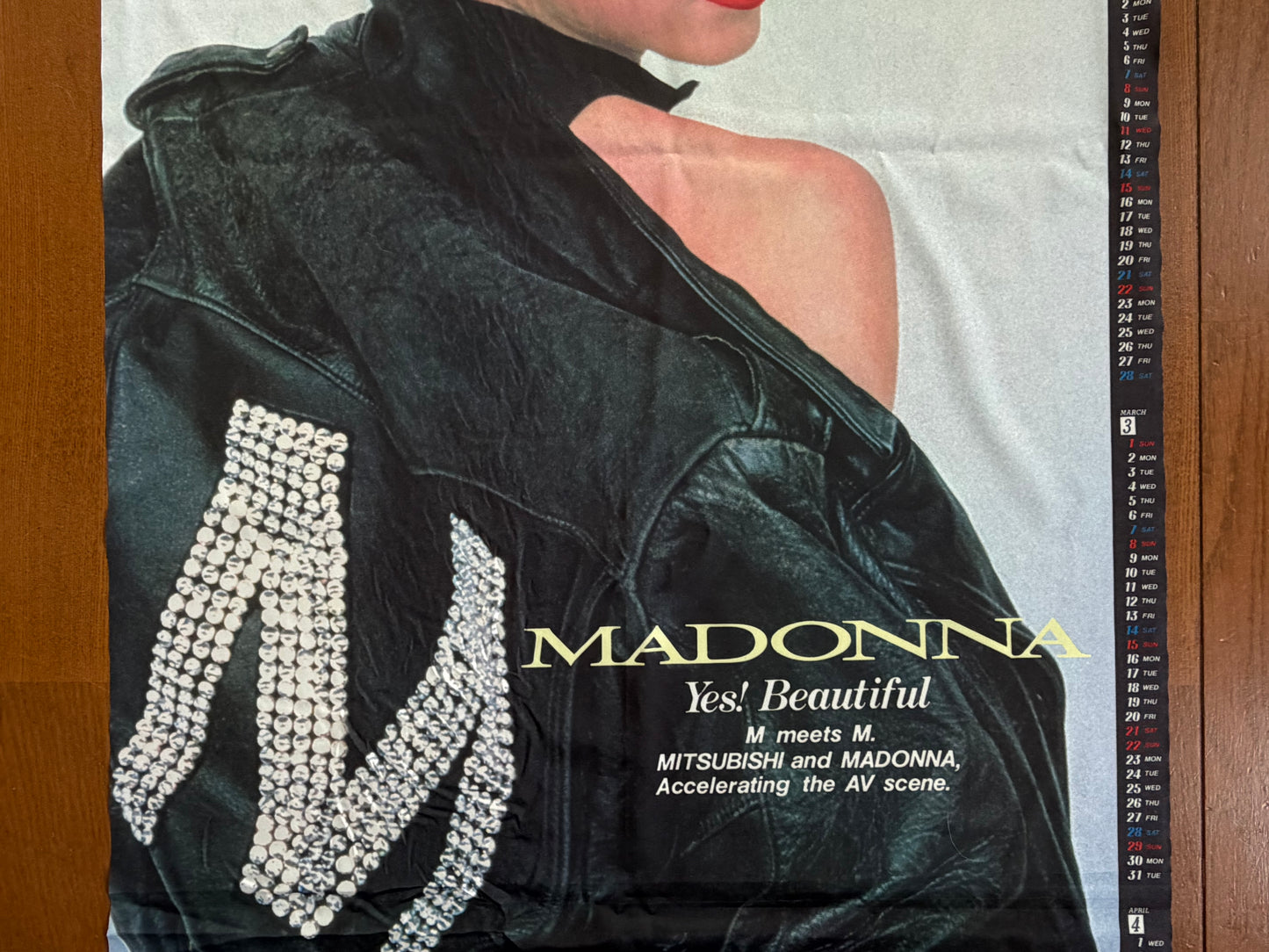Madonna 1987 Mitsubishi Hi-Fi VIDEO Cloth Calendar Tapestry Promo Vintage Memorabilia