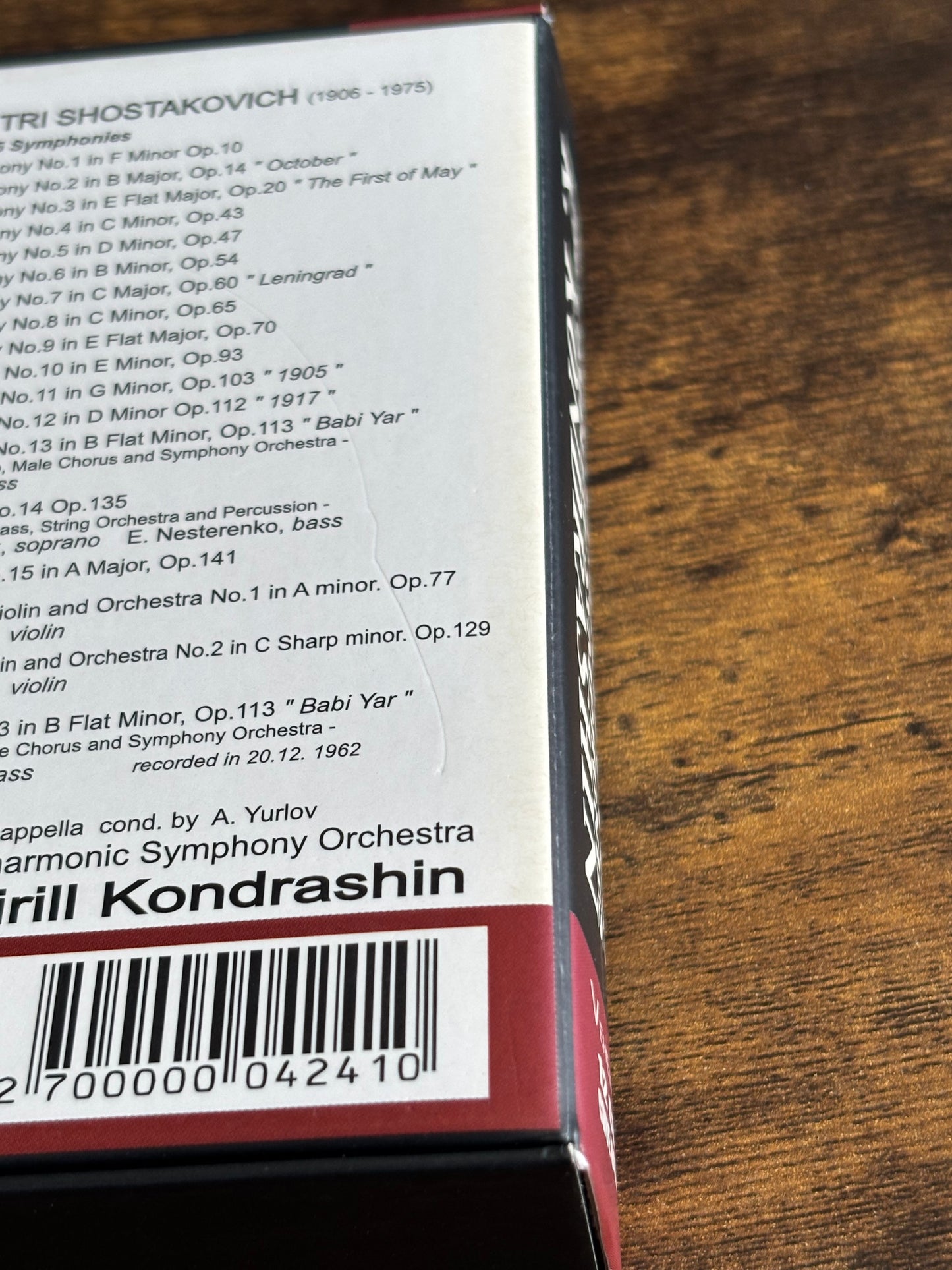 K.Kondrashin D.Shostakovich The Complete Symphonies 12 CD Box Set CDVE 04241