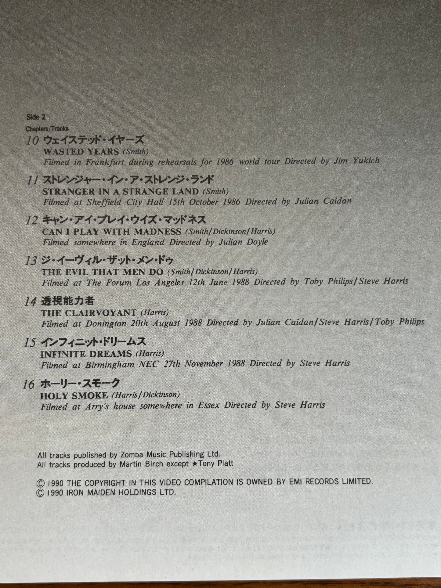 Iron Maiden The First Ten Years Japan LaserDisc LD w/ OBI 1990 Heavy Metal Videos