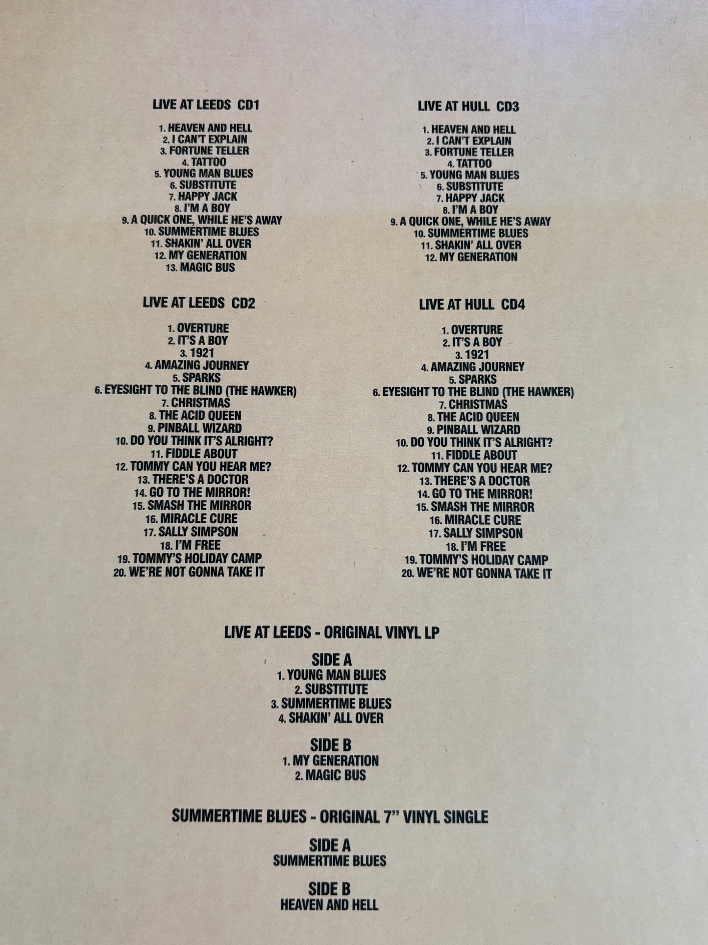 THE WHO Live At Leeds 40th Anniversary Ultimate Collector's Edition 4CD+LP+7”EP Box Set Limited Edition