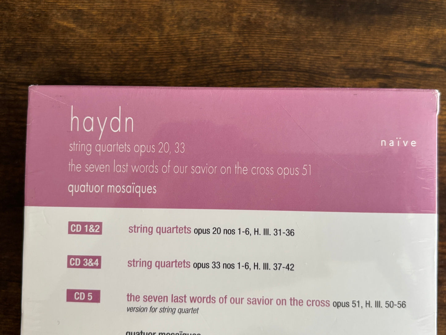 Haydn String Quartets Opus 20 33 Seven Last Words Quatuor Mosaiques 5CD Box Set Naive Sealed