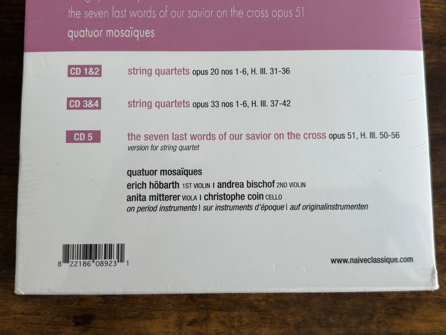 Haydn String Quartets Opus 20 33 Seven Last Words Quatuor Mosaiques 5CD Box Set Naive Sealed