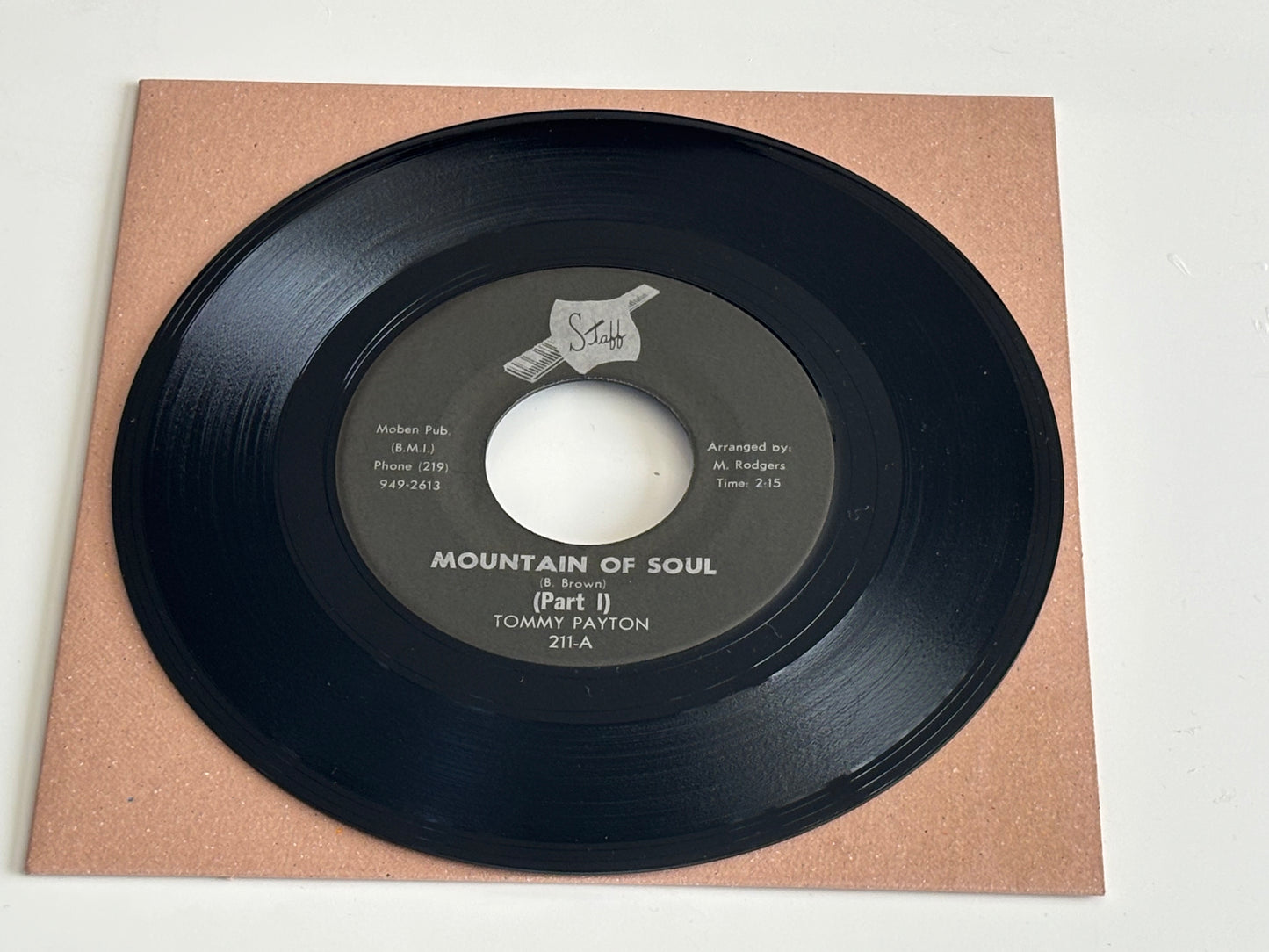 Tommy Payton Mountain Of Soul Part I II 7inch Staff 211 US Original Deep Soul