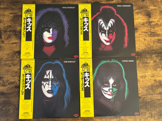 KISS Solo LP Set Japan 1980 Polystar Yellow OBI Complete 22S-7 8 9 10 Casablanca Paul Stanley Gene Simmons Ace Frehley Peter Criss