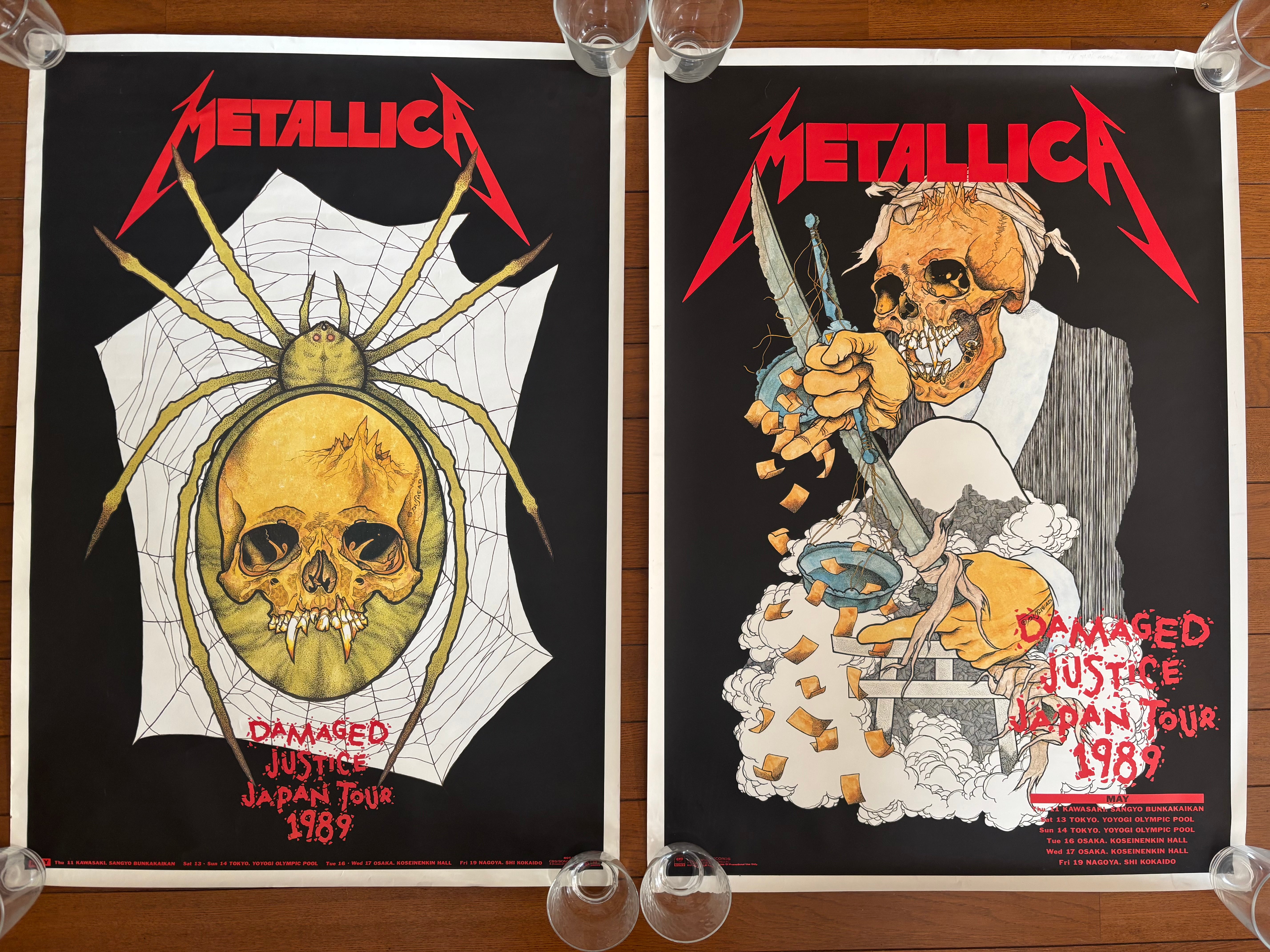 Metallica 1989 Japan Tour Posters Set of 2 Pushead Promo A1 Spider