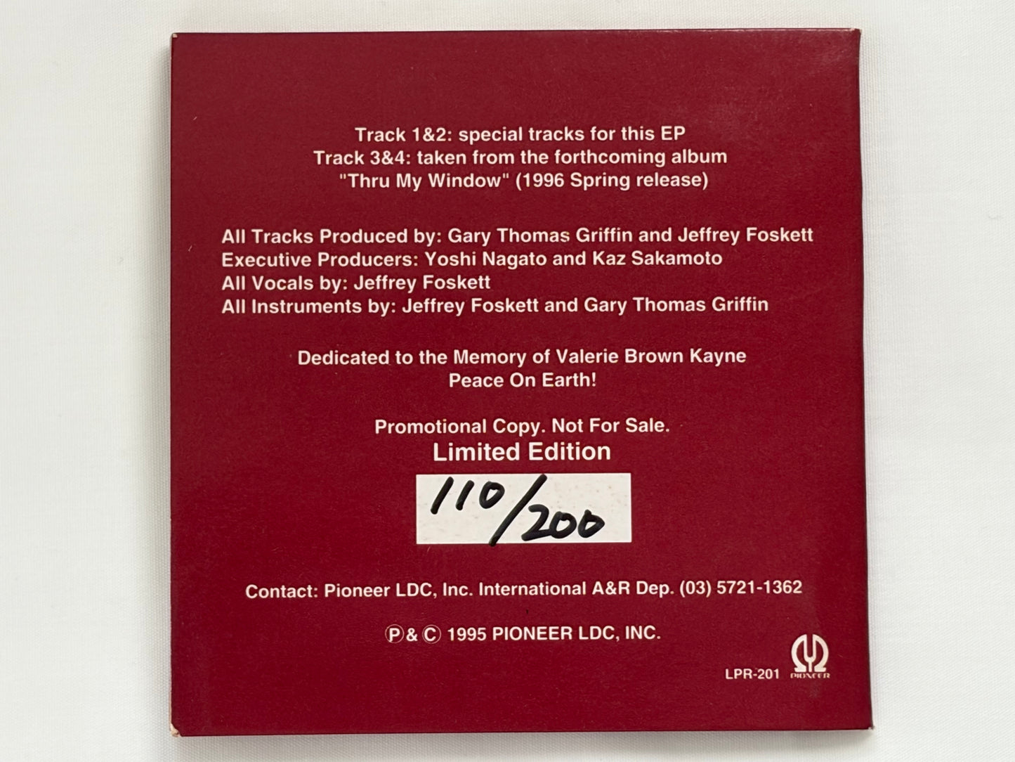 Jeffrey Foskett Christmas EP Japan Promo CD Numbered Limited 200 Copies LPR-201 1995