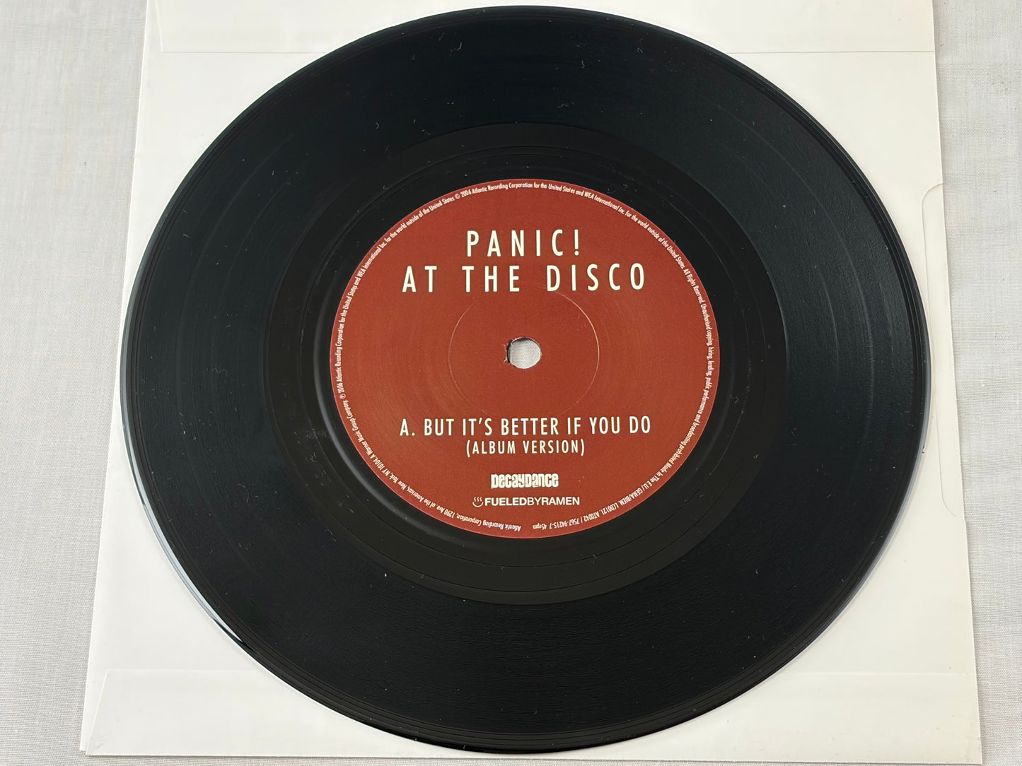 Panic At The Disco But It's Better If You Do 7 Inch Poster Bag Vinyl 2006 UK