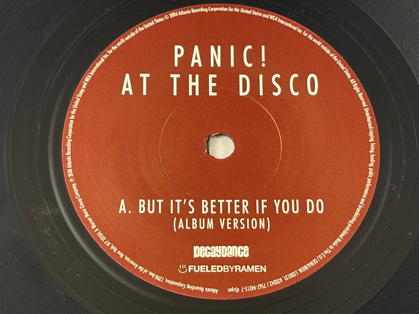 Panic At The Disco But It's Better If You Do 7 Inch Poster Bag Vinyl 2006 UK