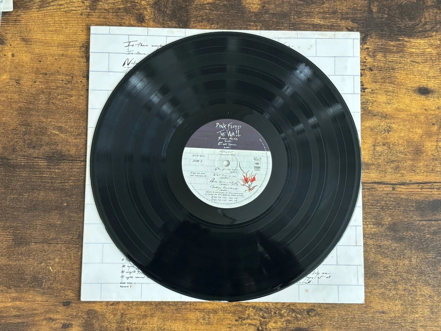 Pink Floyd The Wall 2 LP Vinyl Record 40AP 1750-1 CBS SONY Japan 1979 w/ Sticker