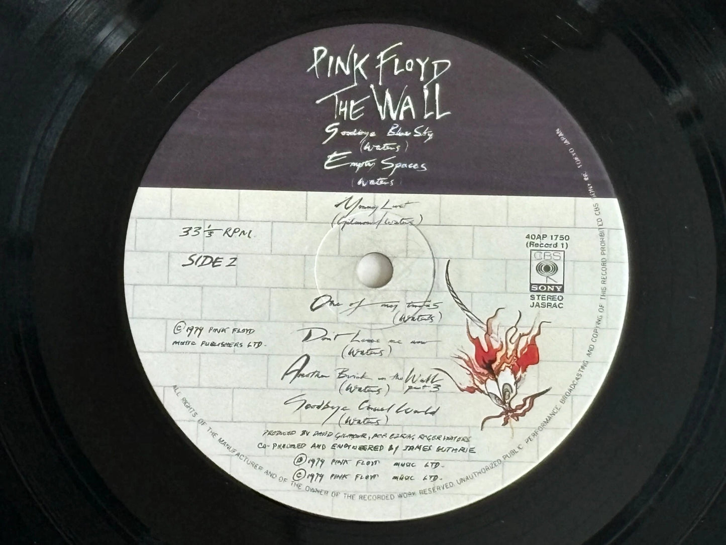 Pink Floyd The Wall 2 LP Vinyl Record 40AP 1750-1 CBS SONY Japan 1979 w/ Sticker