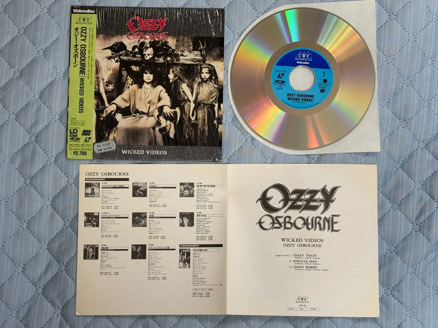 Ozzy Osbourne Wicked Videos 8-inch LaserDisc Single 1988 Japan w/ OBI Zakk Wylde